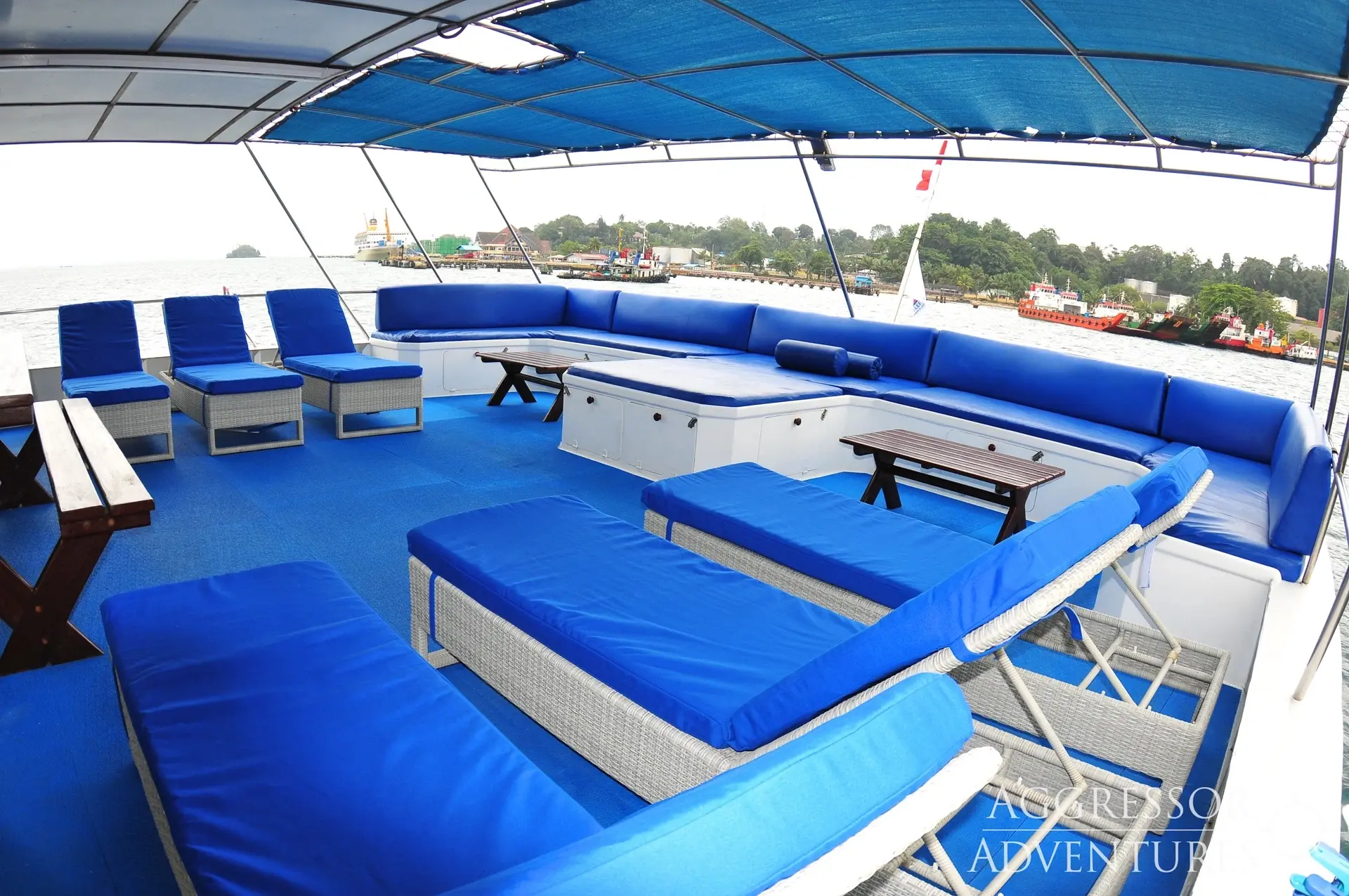 The open air lounge on Raja Ampat Aggressor.