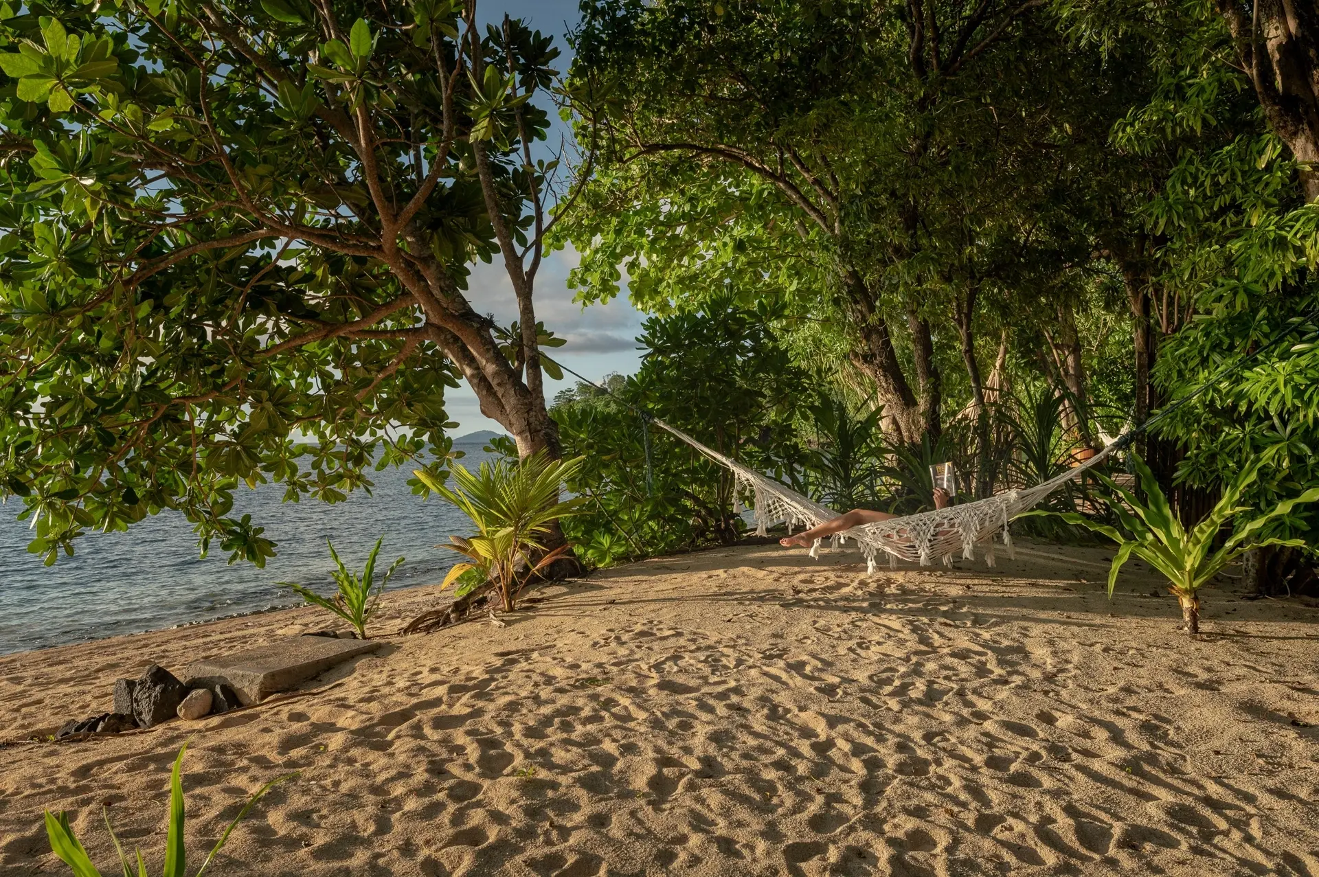 Hammock outside the beach view villas at Siladen Resort & Spa in Indonesia