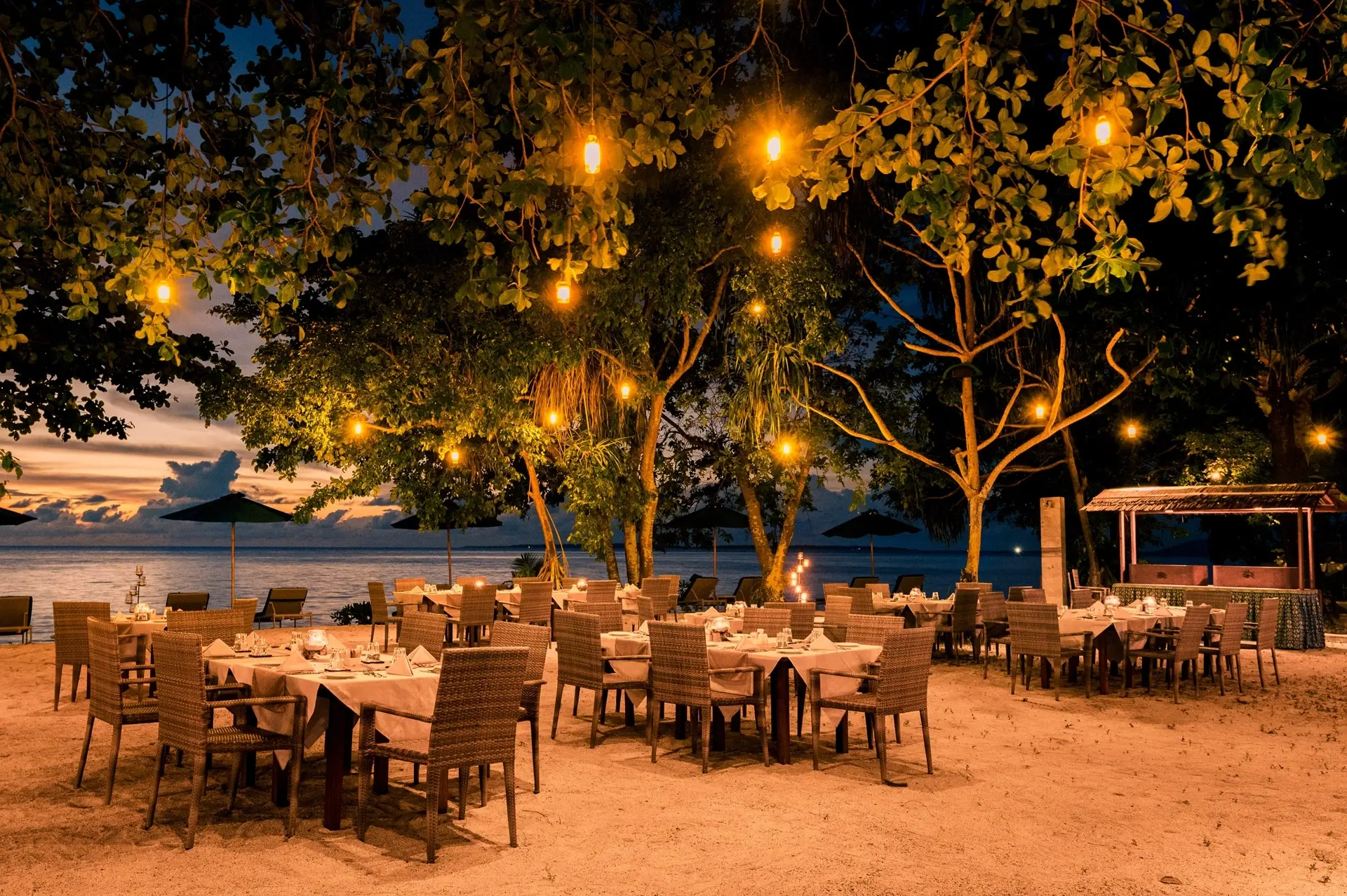 Sunset dining at Siladen Resort & Spa in Indonesia