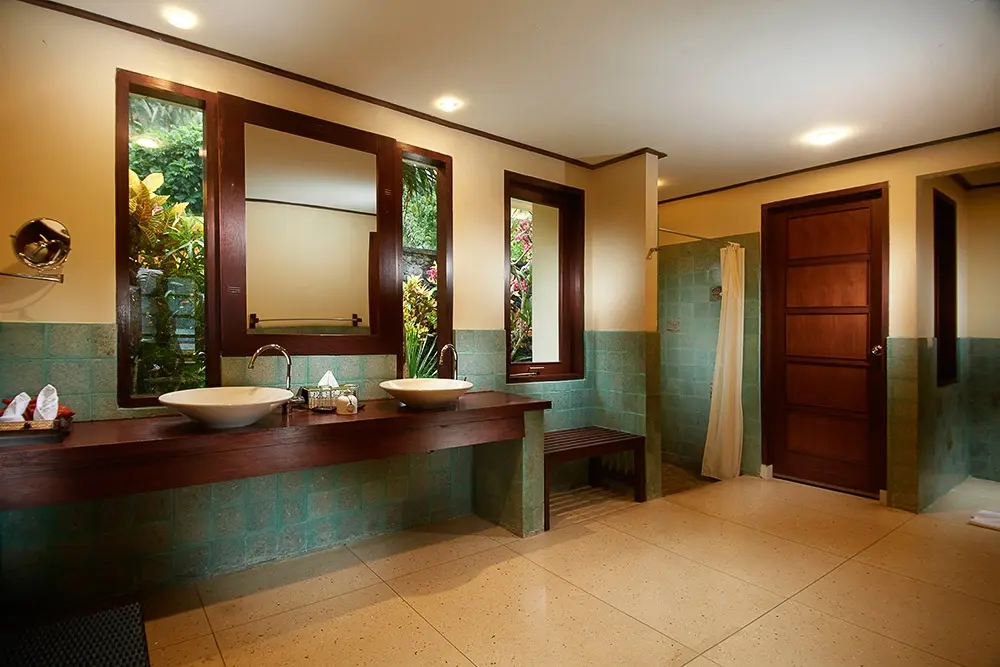 Seafront villa bathroom at Solitude Lembeh Resort in Indonesia