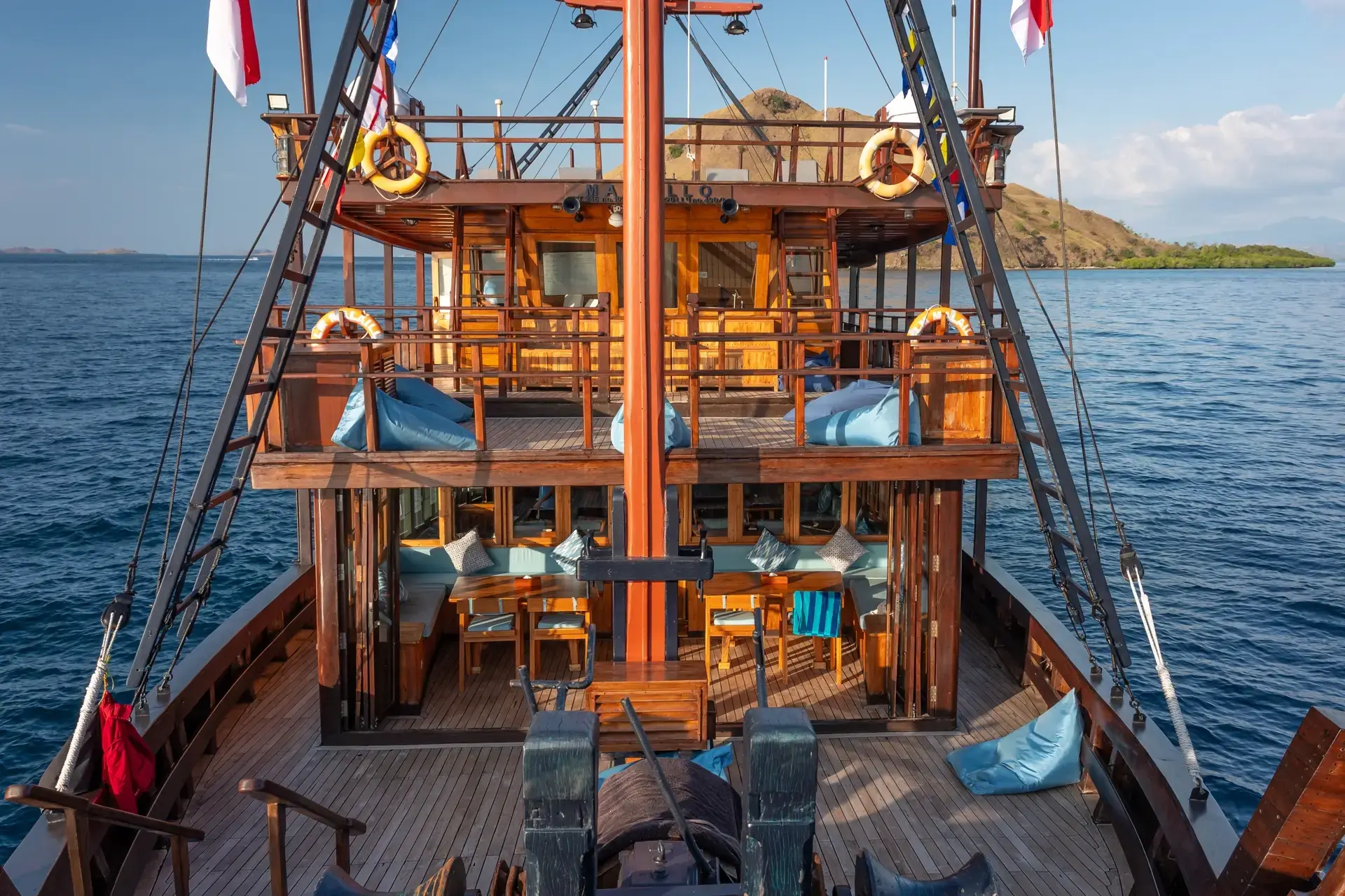 View of the deck on board Malaillo, Indonesia.