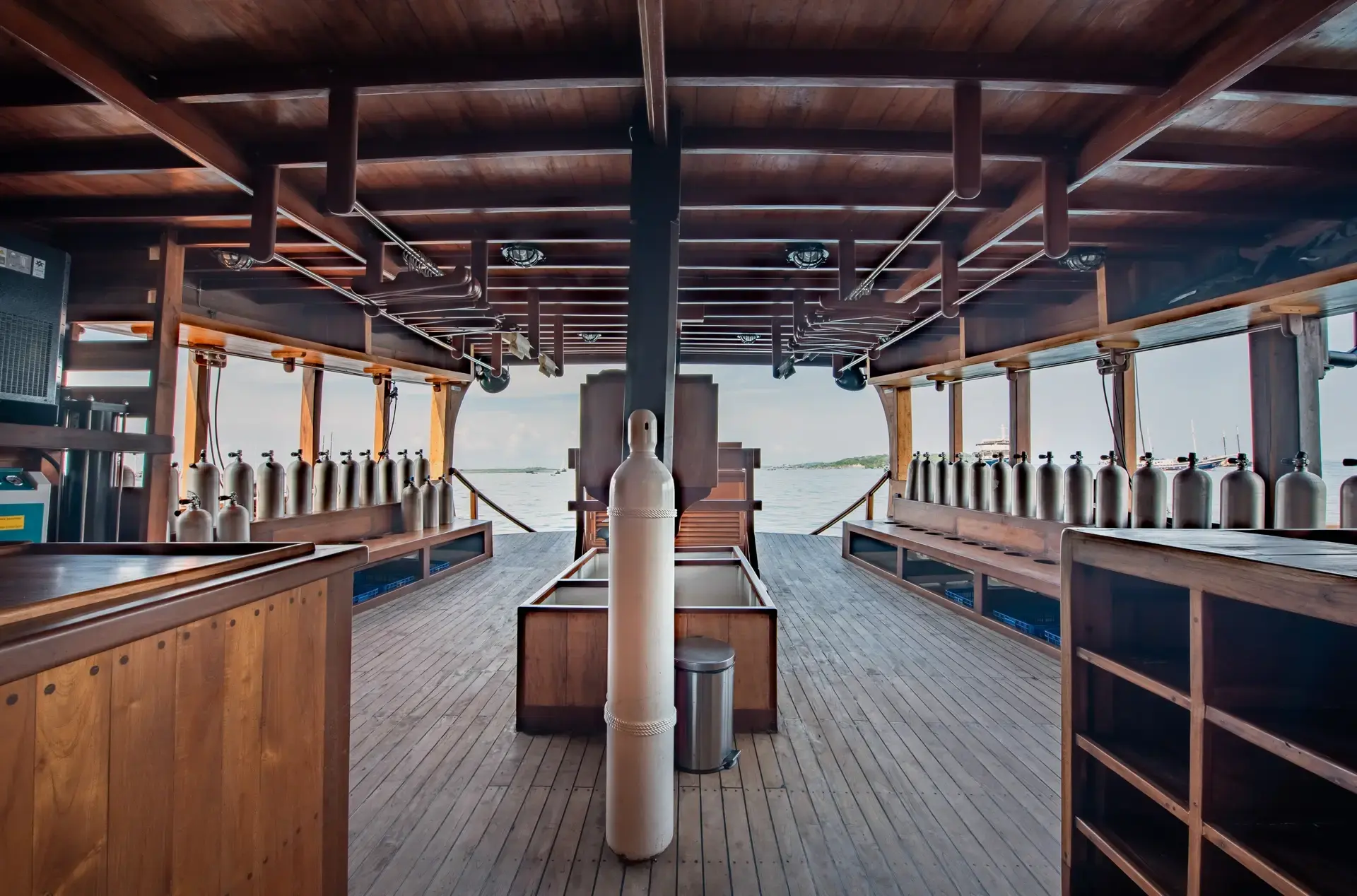 The dive deck on board Malaillo, Indonesia.