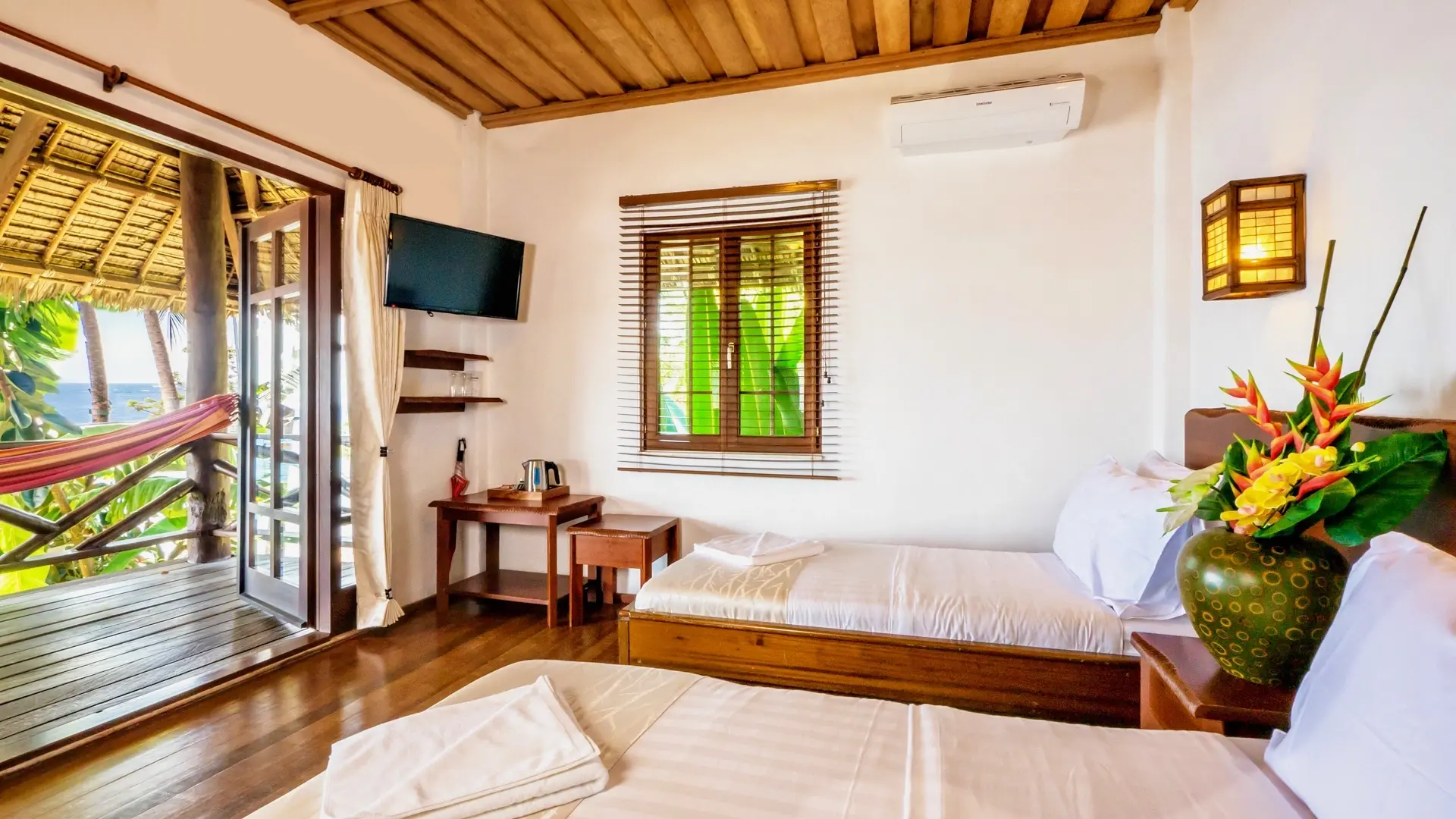 Ocean front bedroom at Atlantis Dive Resort in Dumaguete, the Philippines