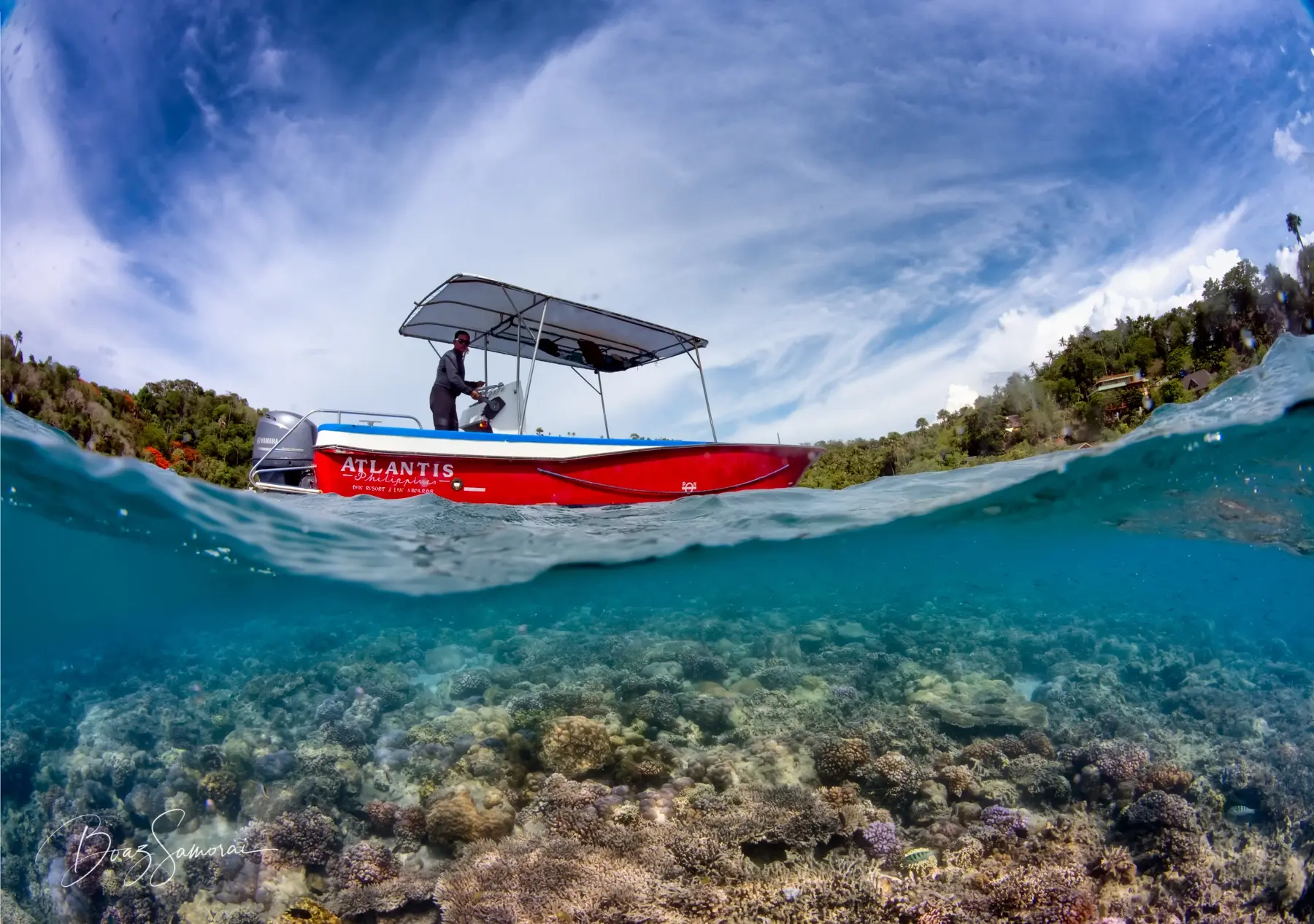 Dive boat at Atlantis Dive Resort in Puerto Galera, the Philippines
