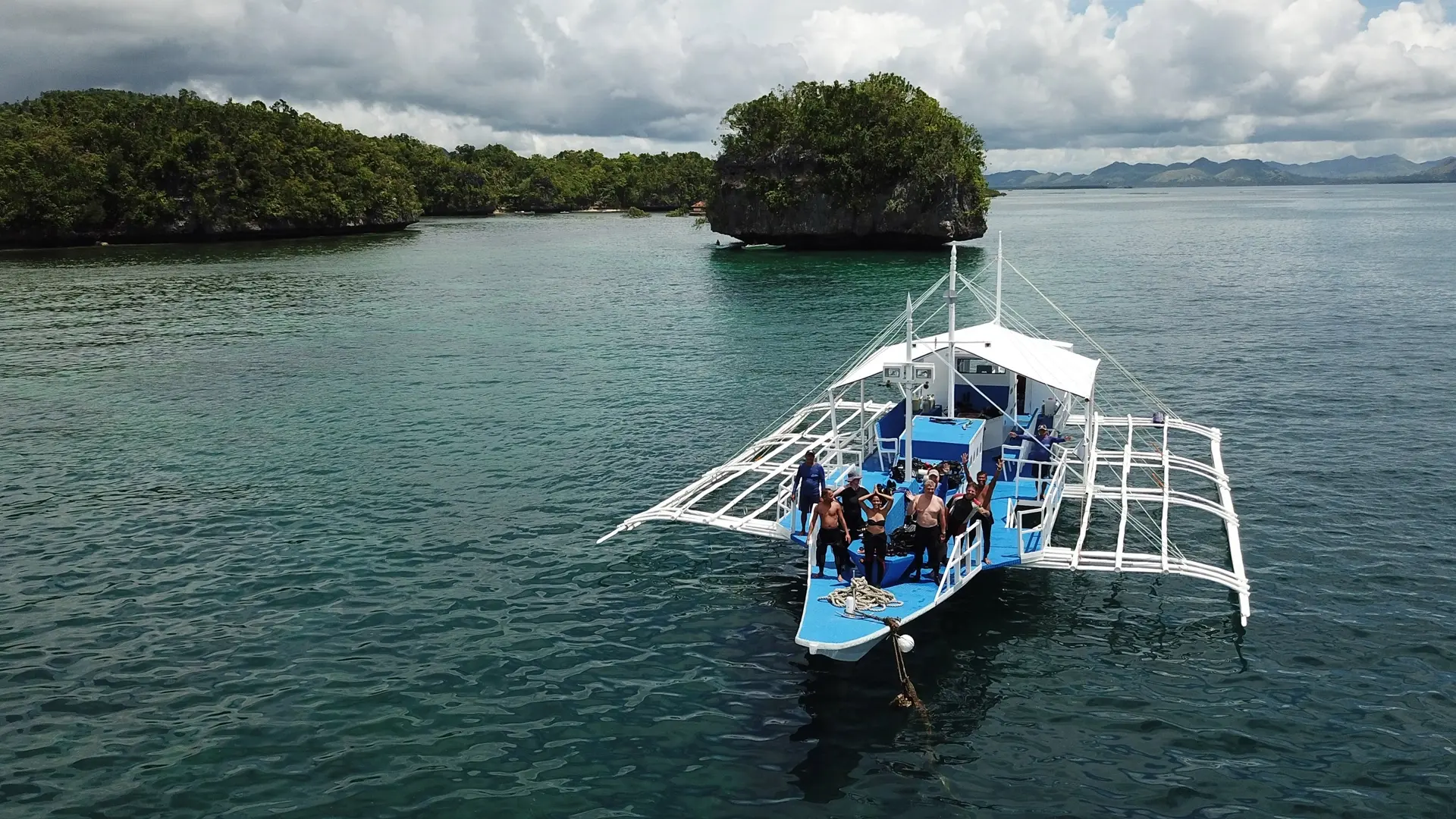 Dive boat at Magic Oceans Resort in Bohol, the Philippines