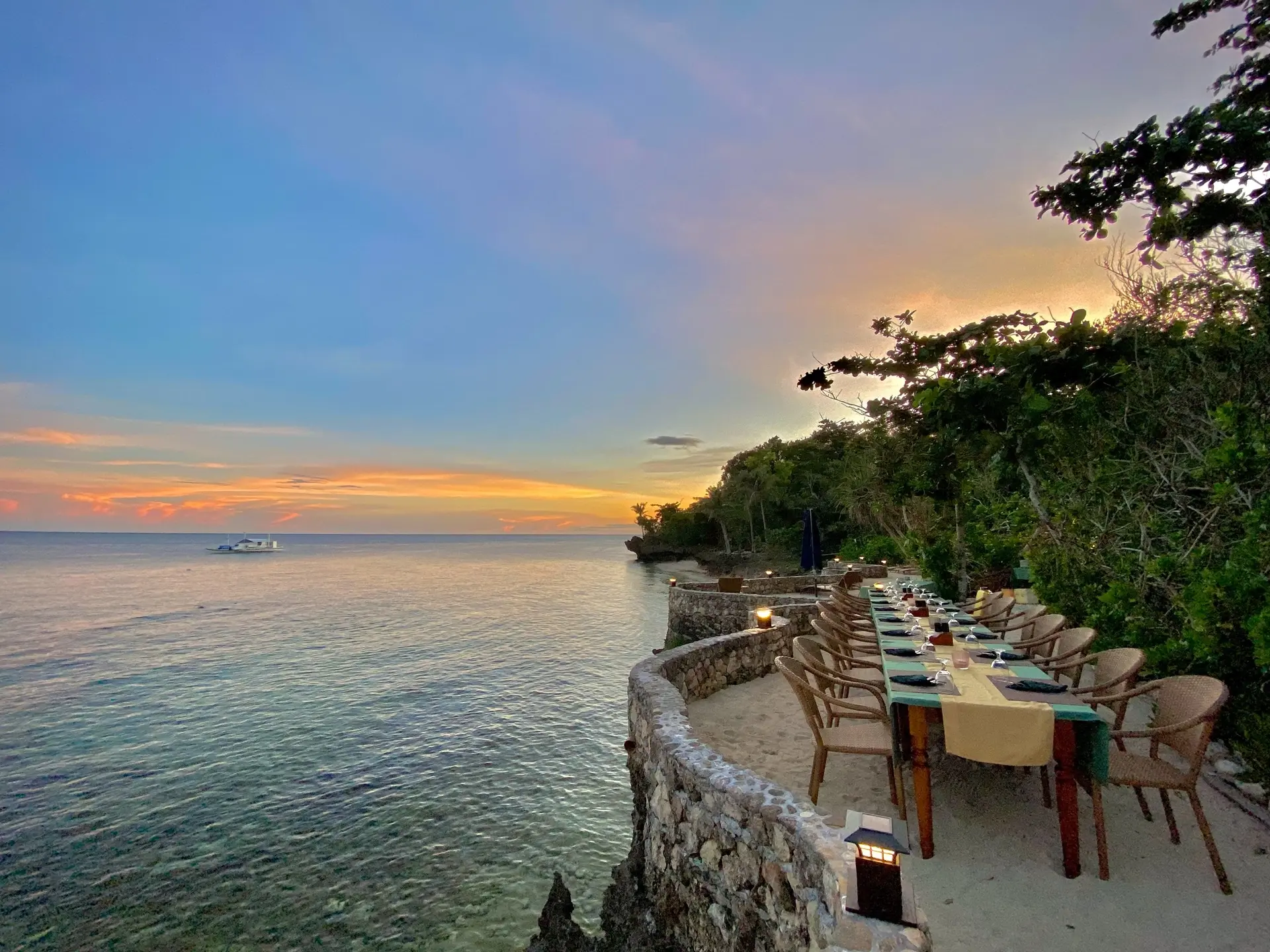 Outdoor dining at Magic Oceans Resort in Bohol, the Philippines