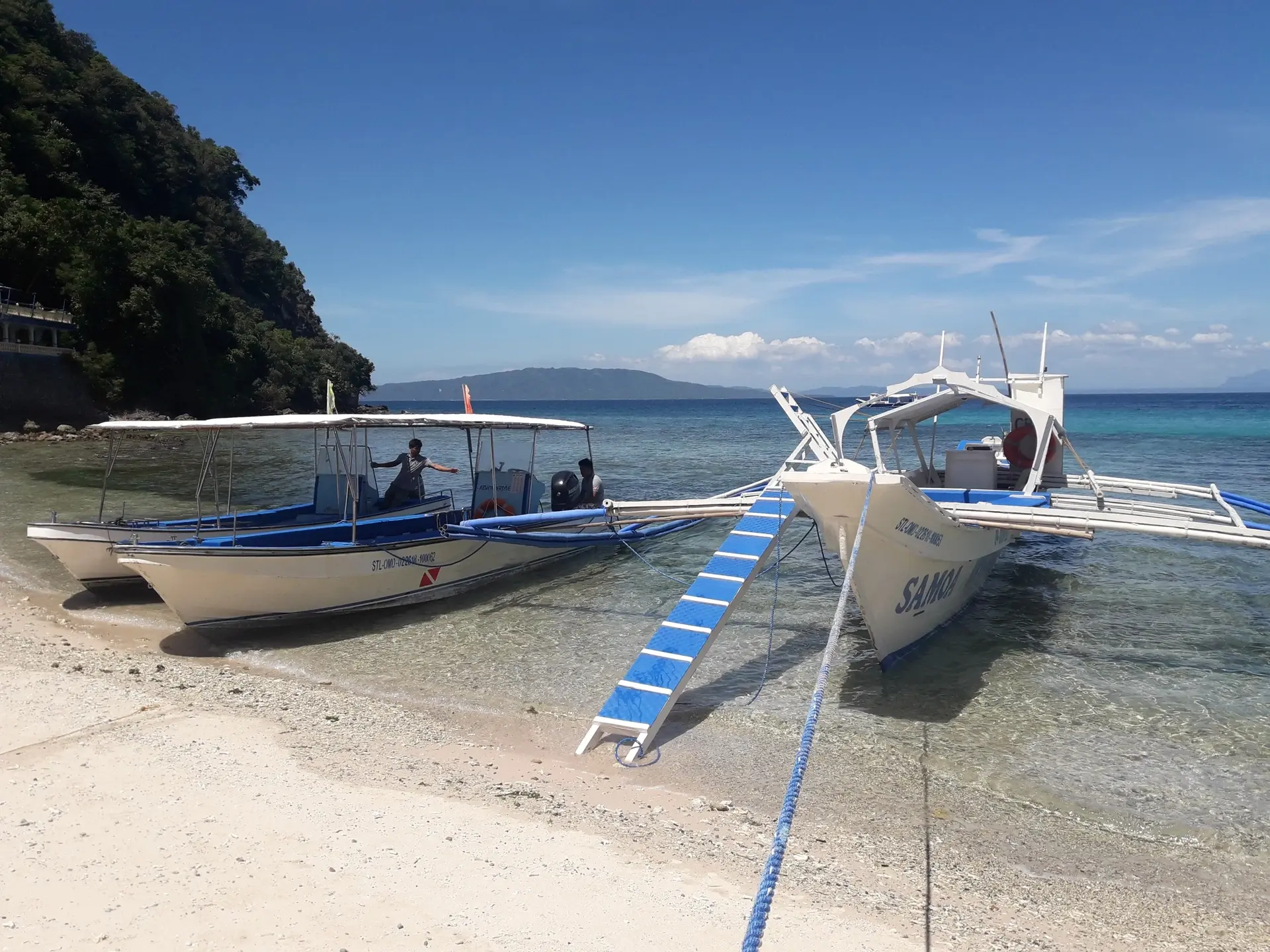 Boats at Scandi Divers Resort in Puerto Galera, the Philippines
