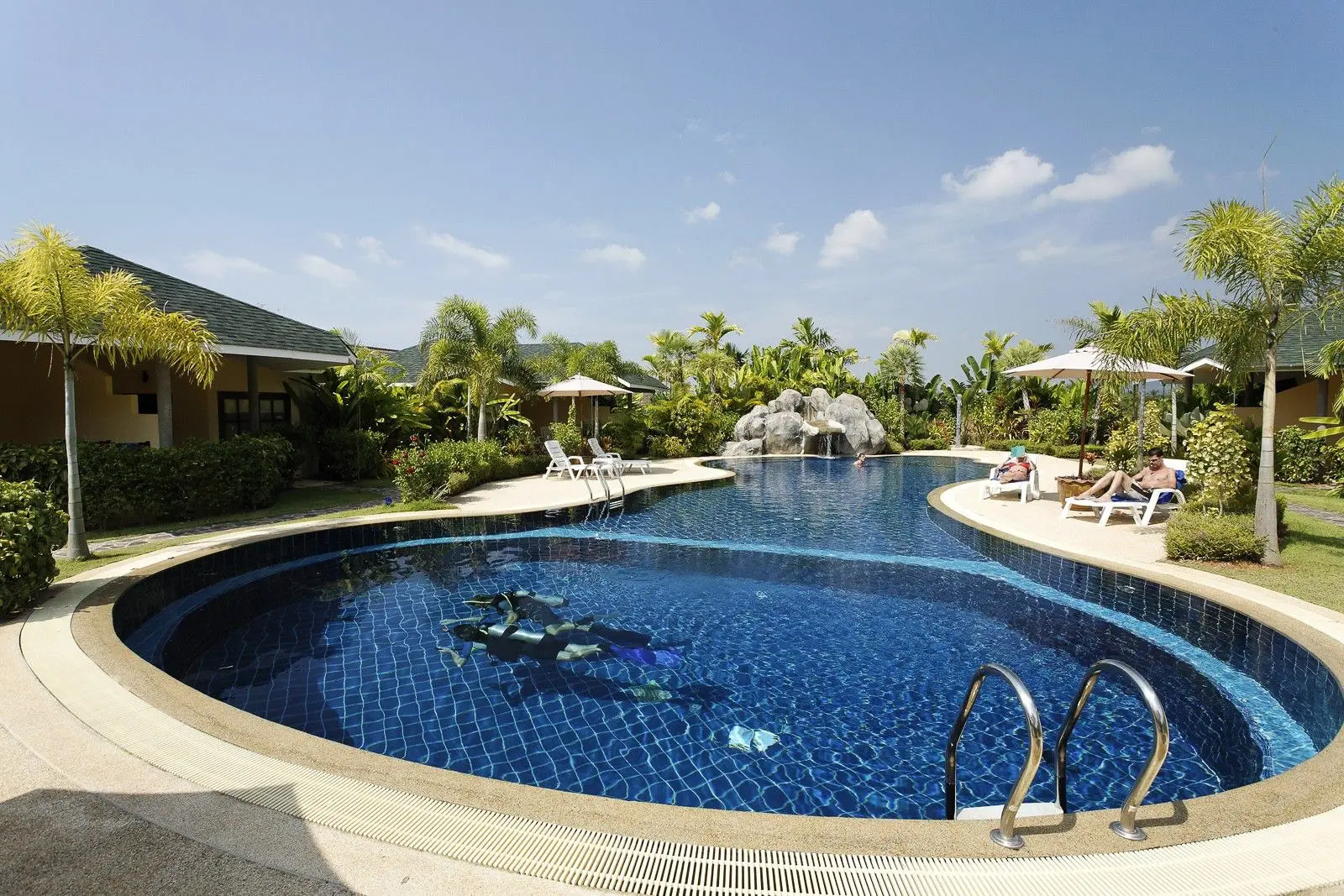 Divers in the swimming pool at Palm Garden Resort Khao Lak in Thailand