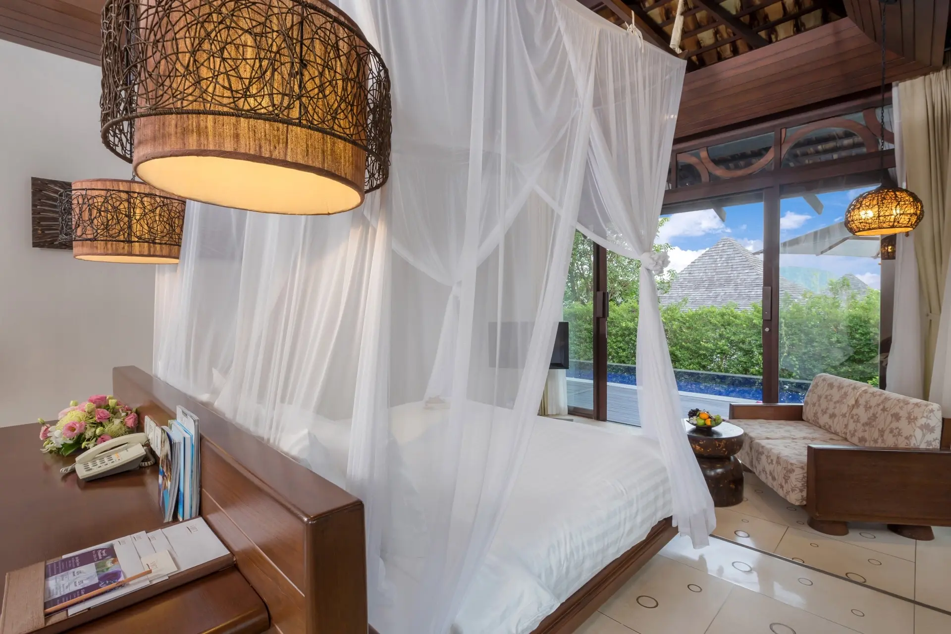 Deluxe pool villa bedroom at The Vijitt Resort in Phuket, Thailand