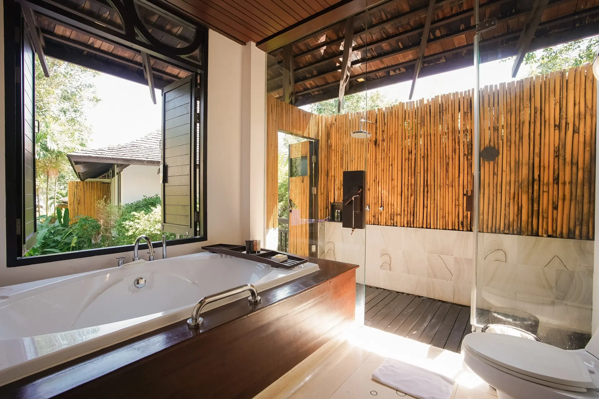 Outdoor shower at The Vijitt Resort in Phuket, Thailand