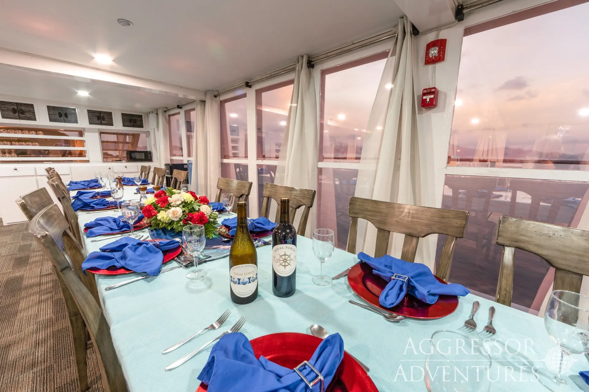 Dining area on Bahamas Aggressor II, Bahamas