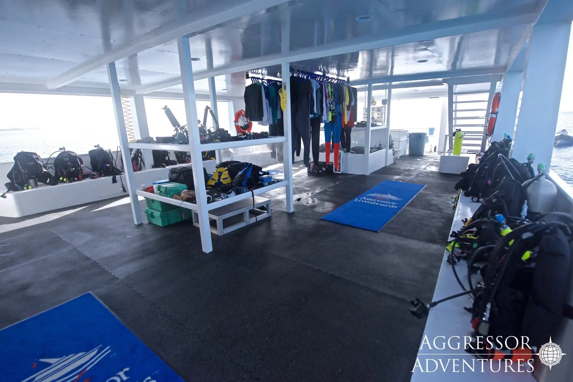Dive deck on Bahamas Aggressor II, Bahamas