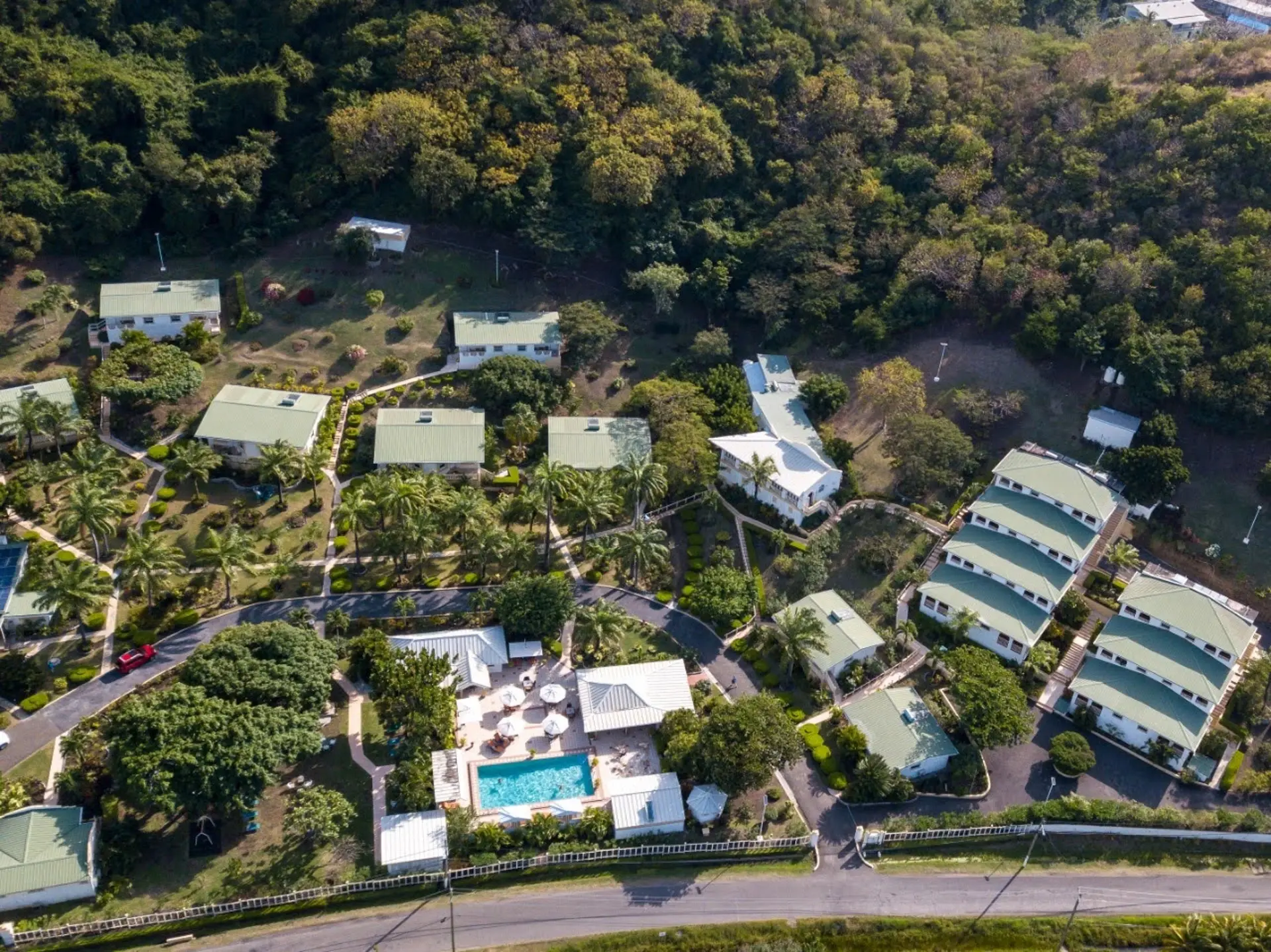 Aerial of Blue Horizons Garden Resort in Grenada