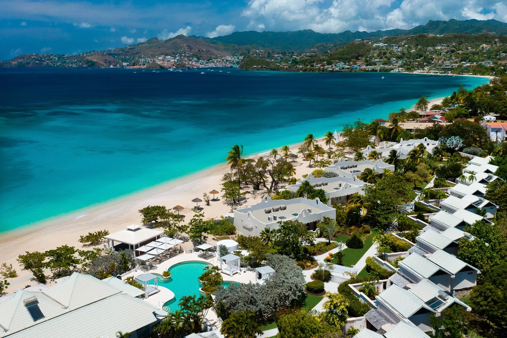 Aerial of Spice Island Beach Resort in Grenada