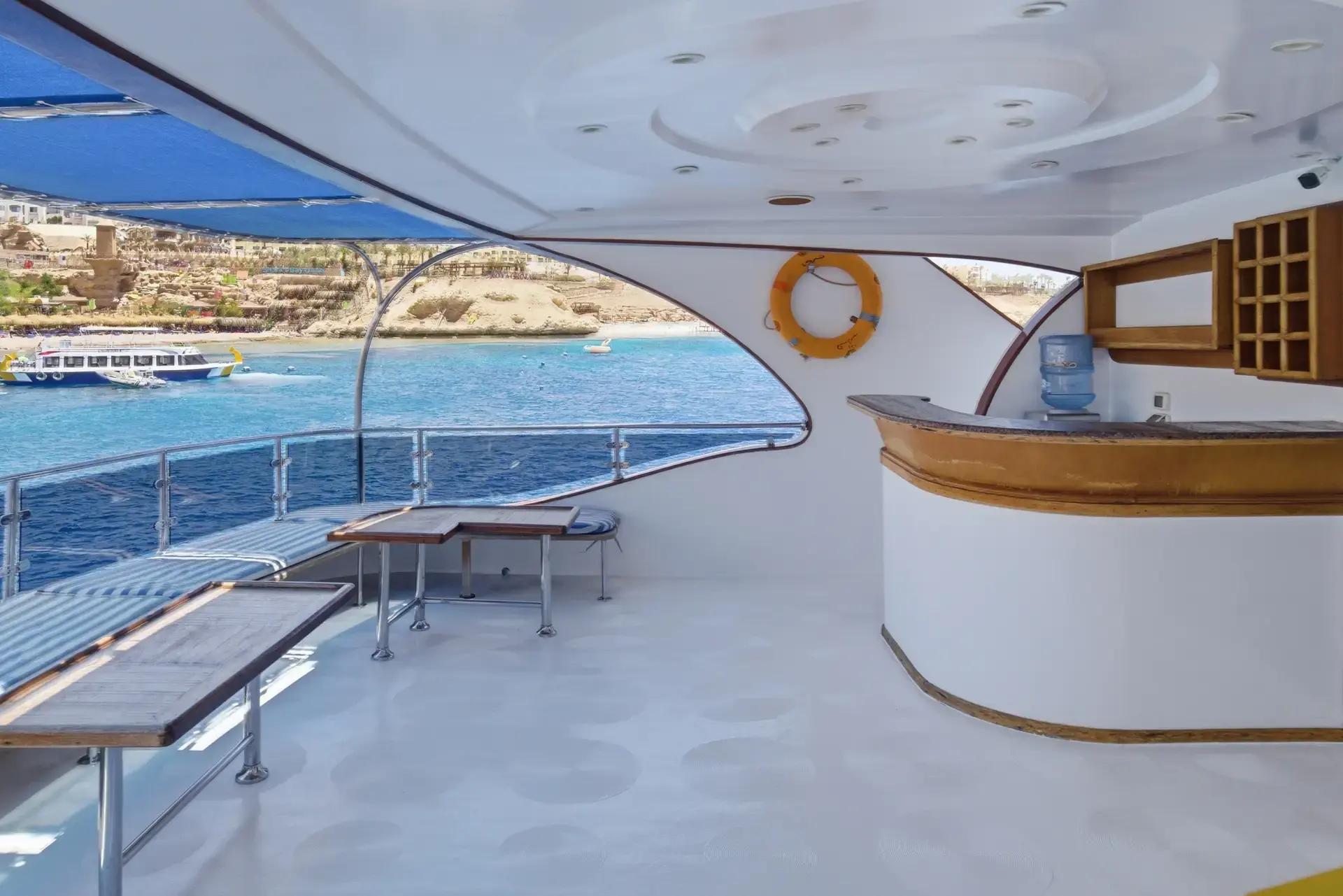 The al fresco deck on Freedom IV, Red Sea