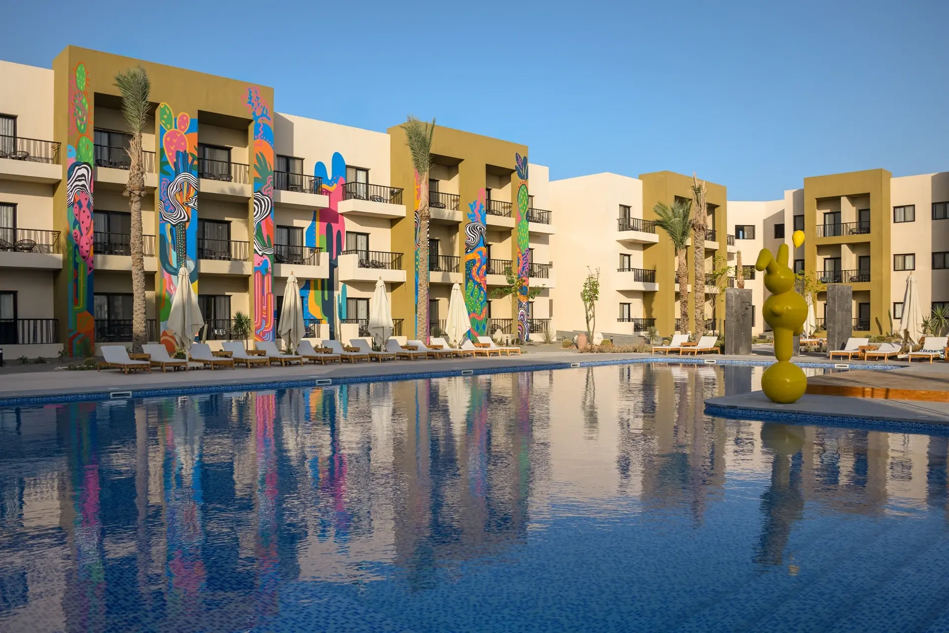 View of the pool at The Kaktus Hotel Soma Bay, Egypt.