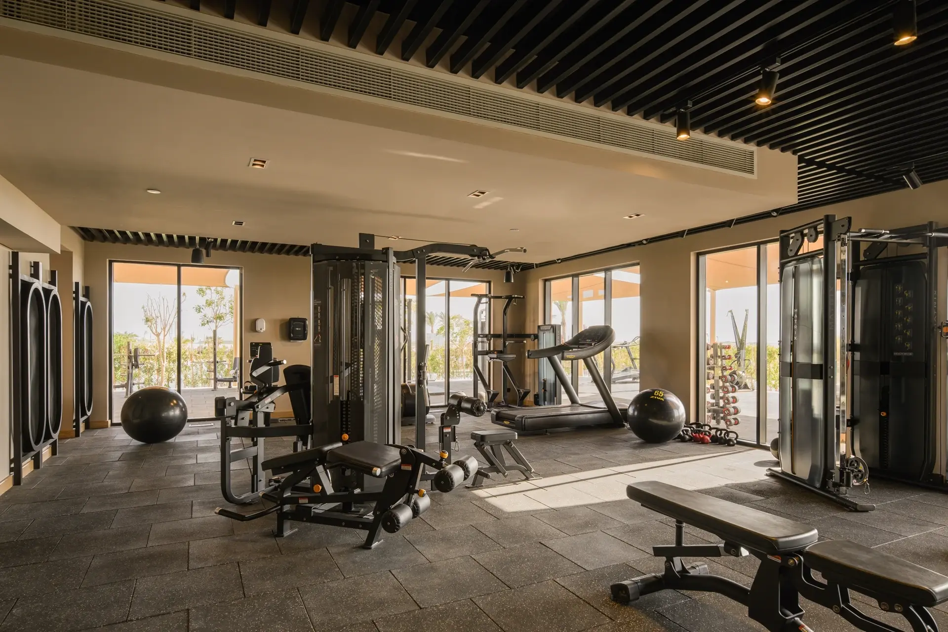 The gym at The Kaktus Hotel Soma Bay, Egypt.