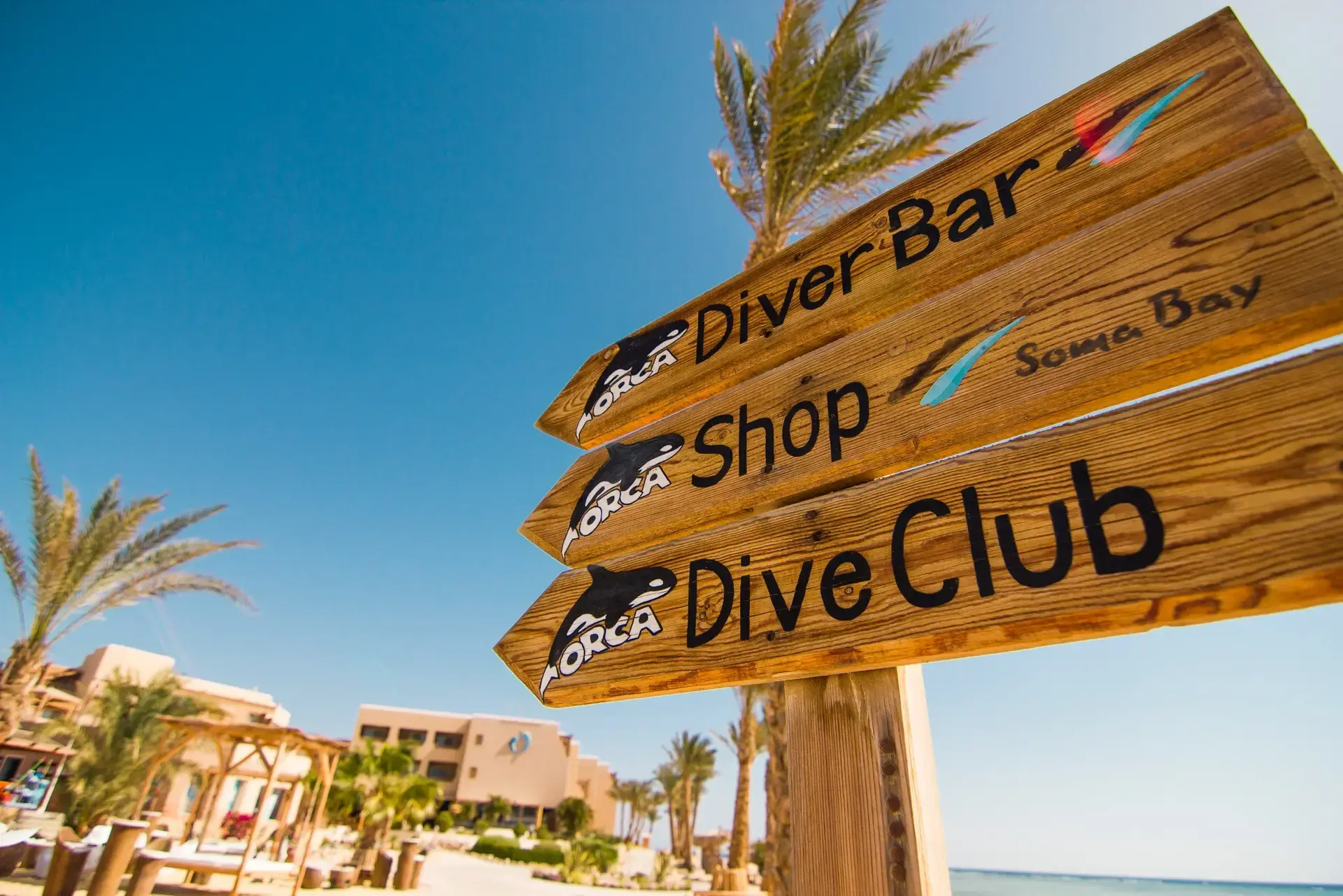 Dive sign at The Breakers Diving & Surf Lodge in Soma Bay, Egypt