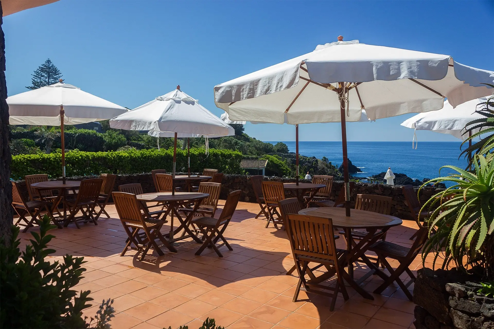 Snack bar terrace at Hotel Caloura in Aqua de Pau, Azores