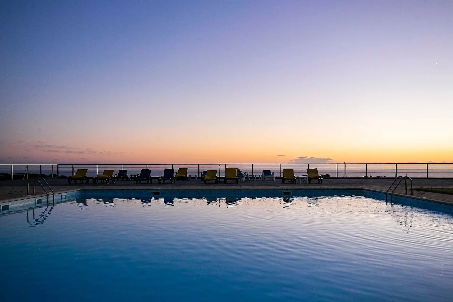 Swimming pool at sunset at Hotel Colombo in Santa Maria, the Azores
