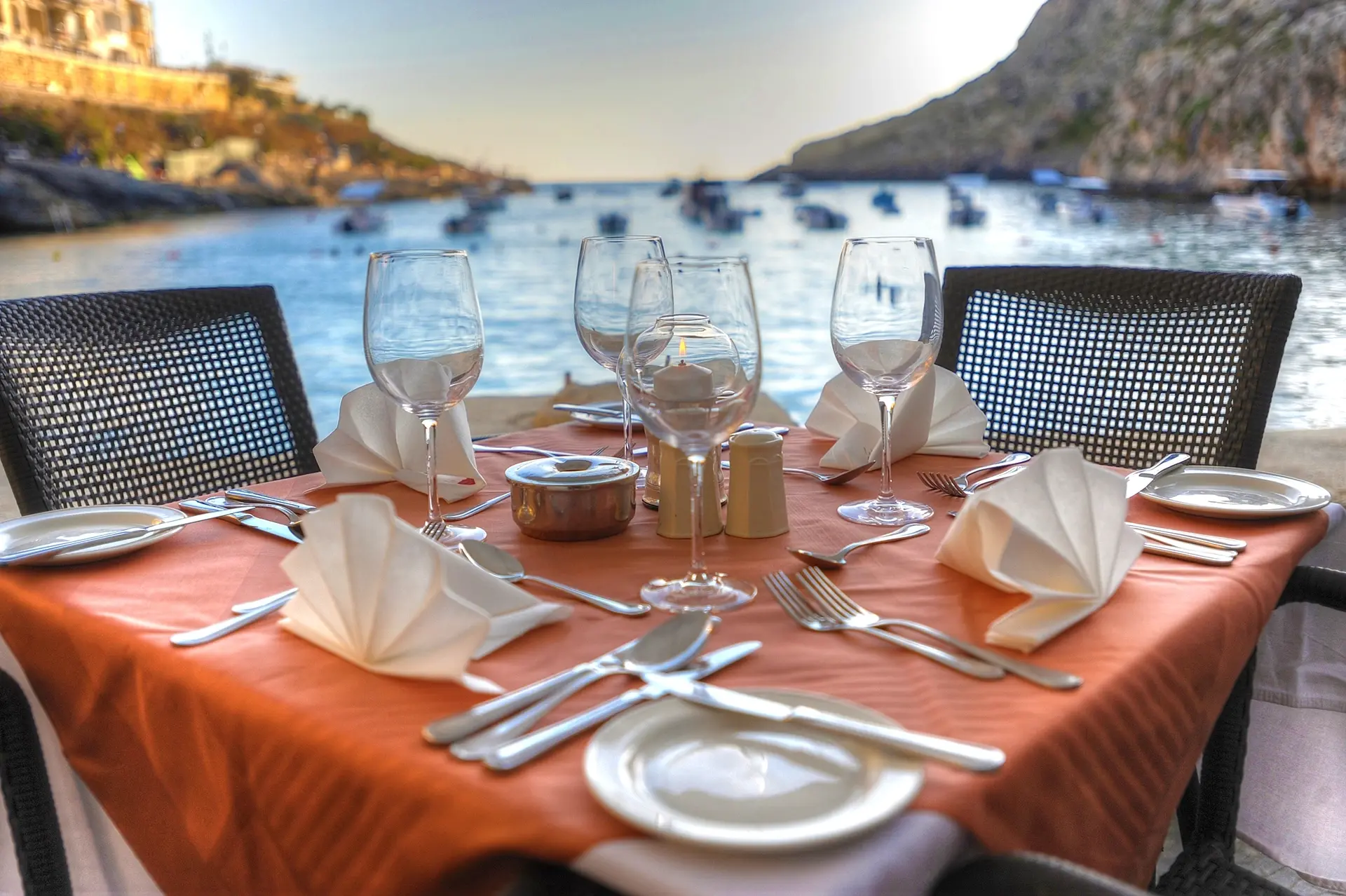 Waterfont dining at St Patrick's hotel in Gozo