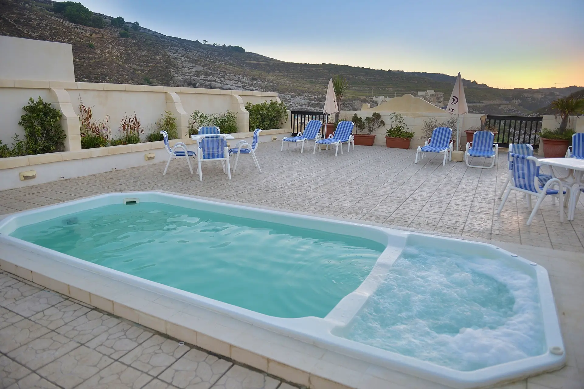 Rooftop swimming pool at St Patrick's hotel in Gozo