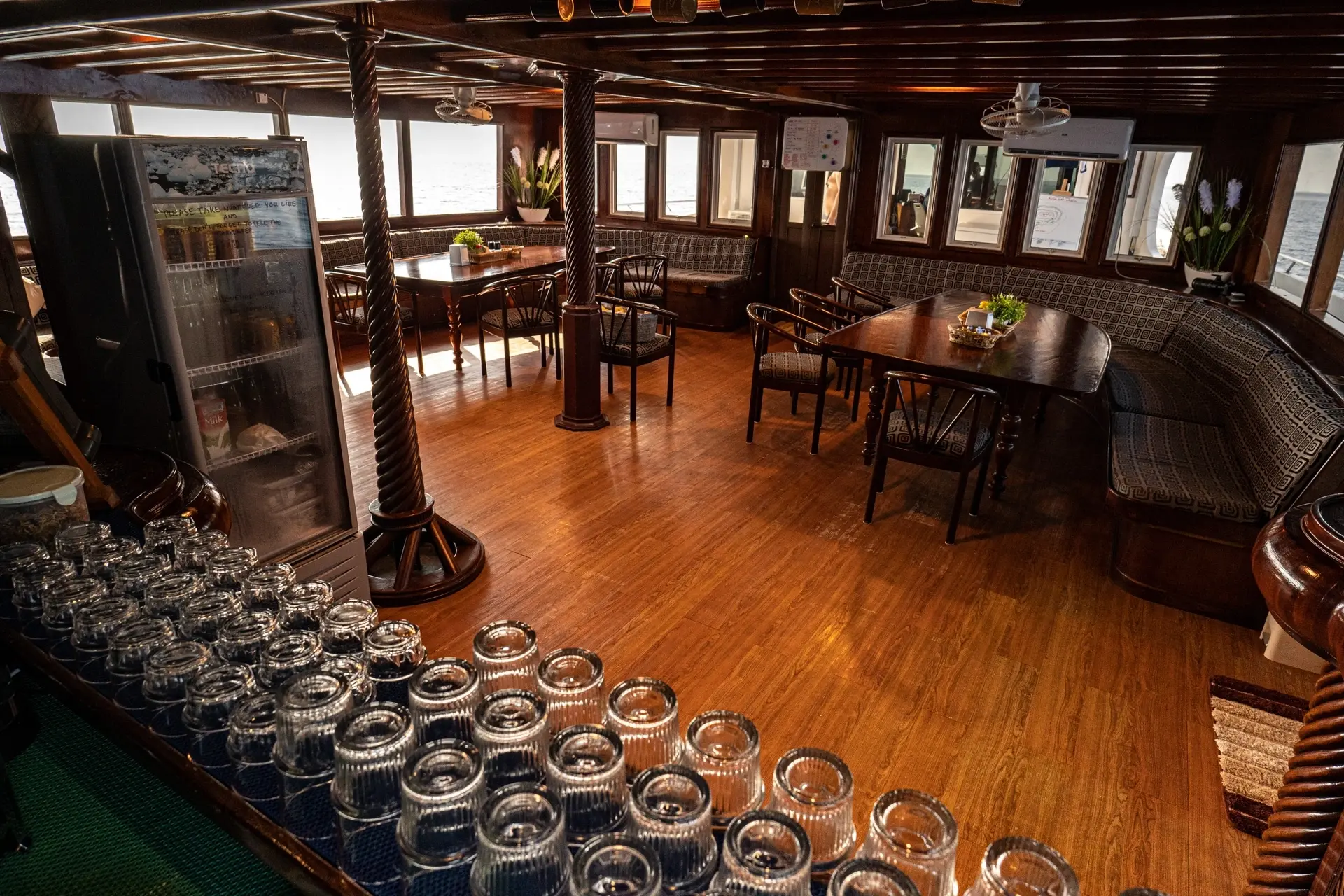 Saloon dining area on Amba Liveaboard, Maldives