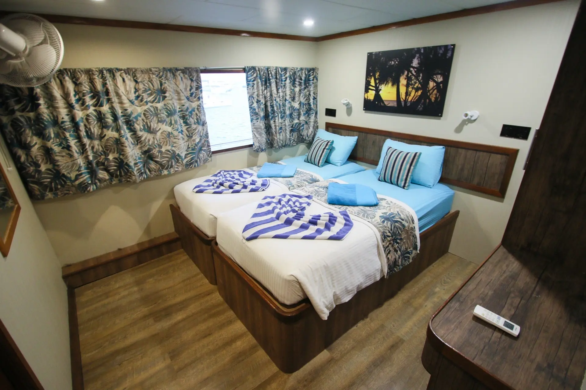 Upper deck twin cabin on Emperor Voyager, Maldives