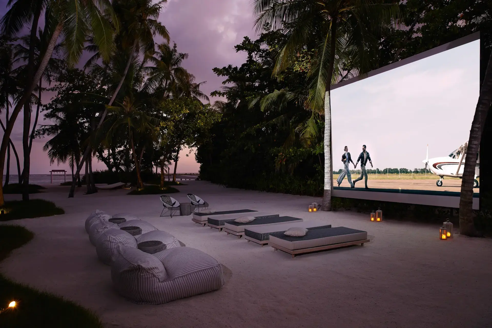 The outdoor cinema at Le Meridien Maldives Resort & Spa, Maldives.
