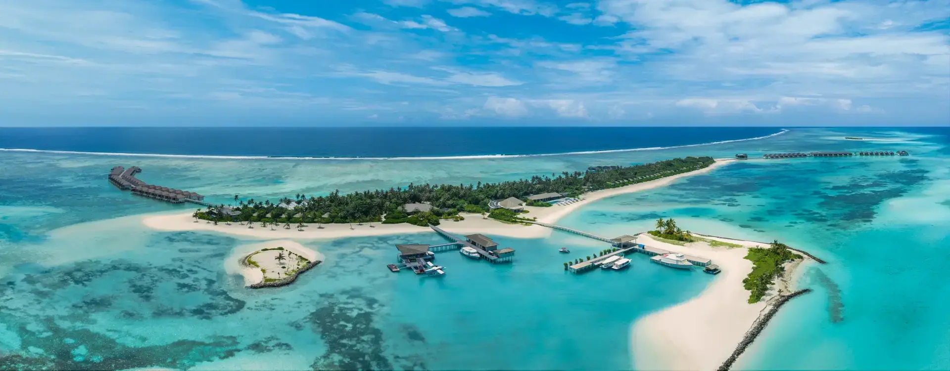 Aerial view of Le Meridien Maldives Resort & Spa, Maldives.