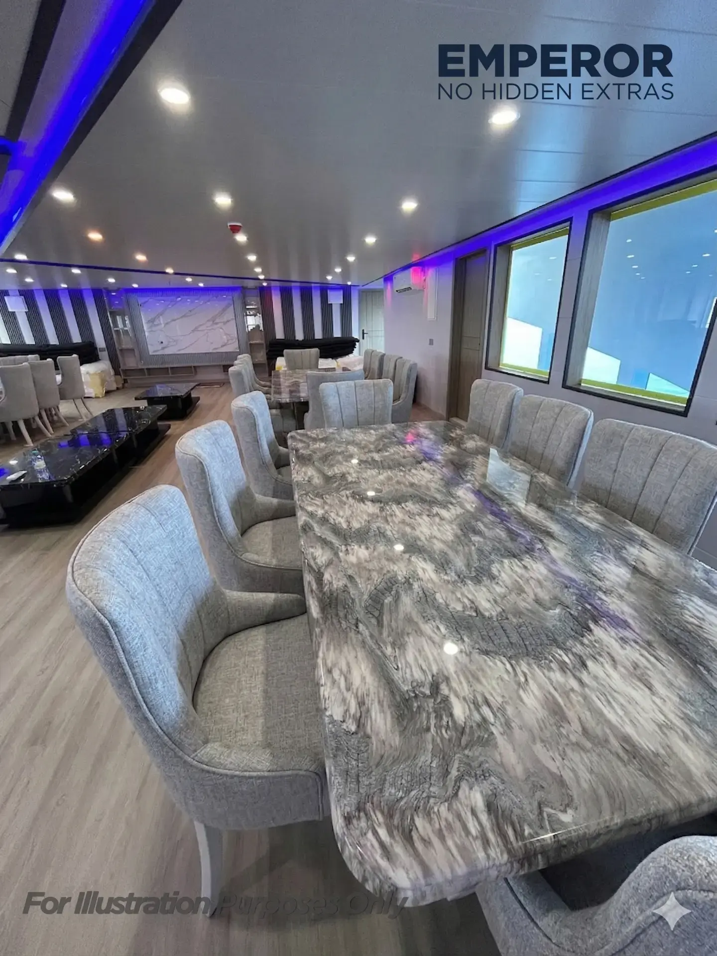 Illustration of the restaurant on Emperor Explorer II, Maldives