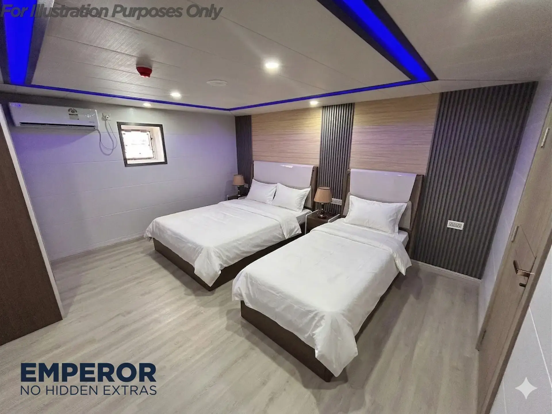 Illustration of a lower deck cabin on Emperor Explorer II, Maldives