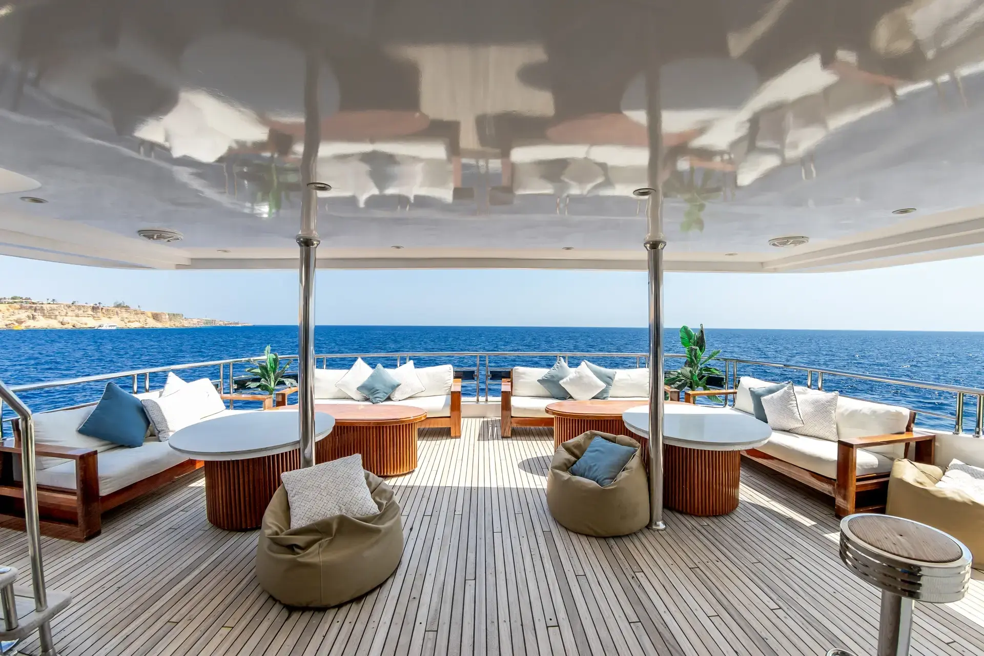 The al fresco deck on board Eriny, Red Sea.