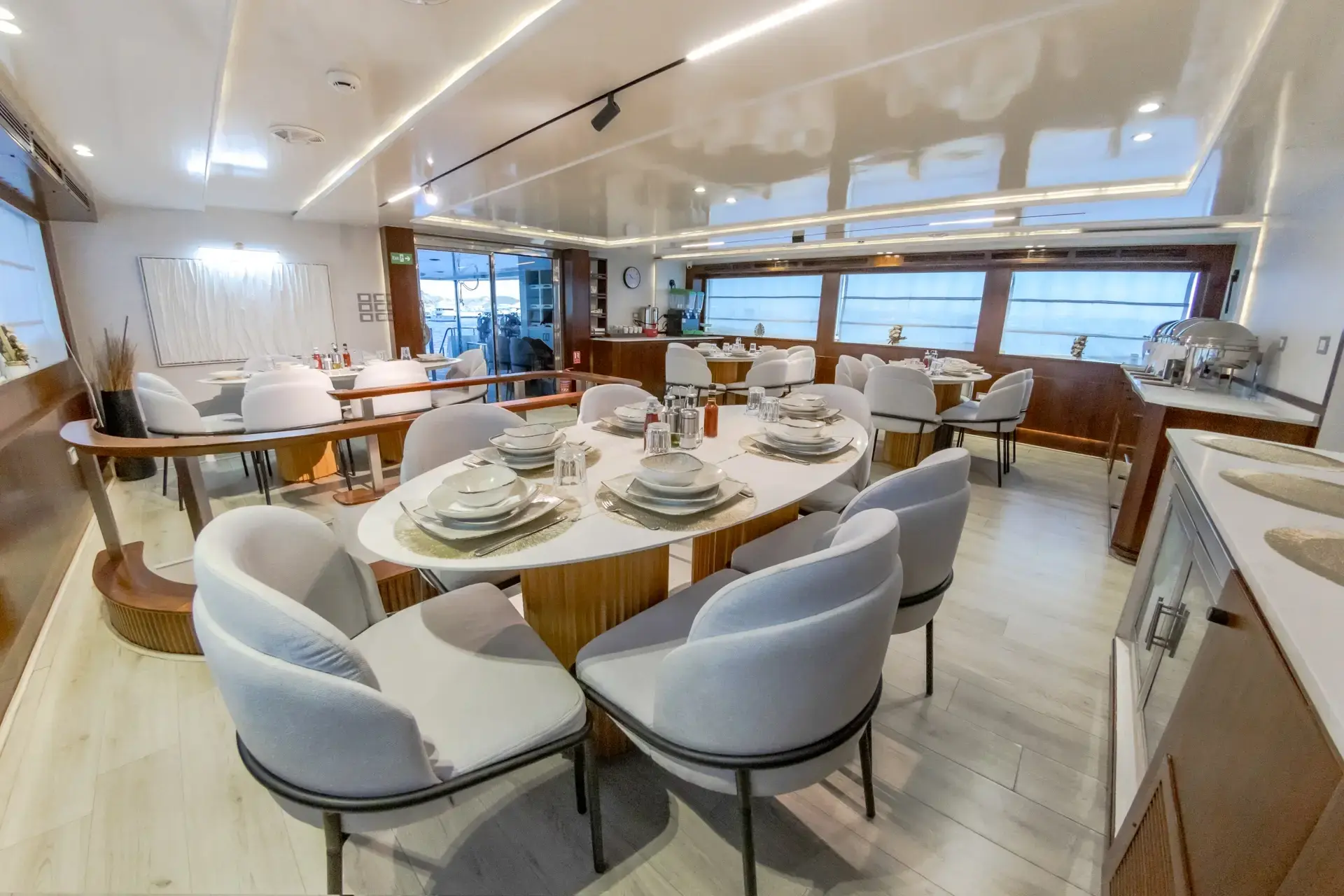 The restaurant on board Eriny, Red Sea.