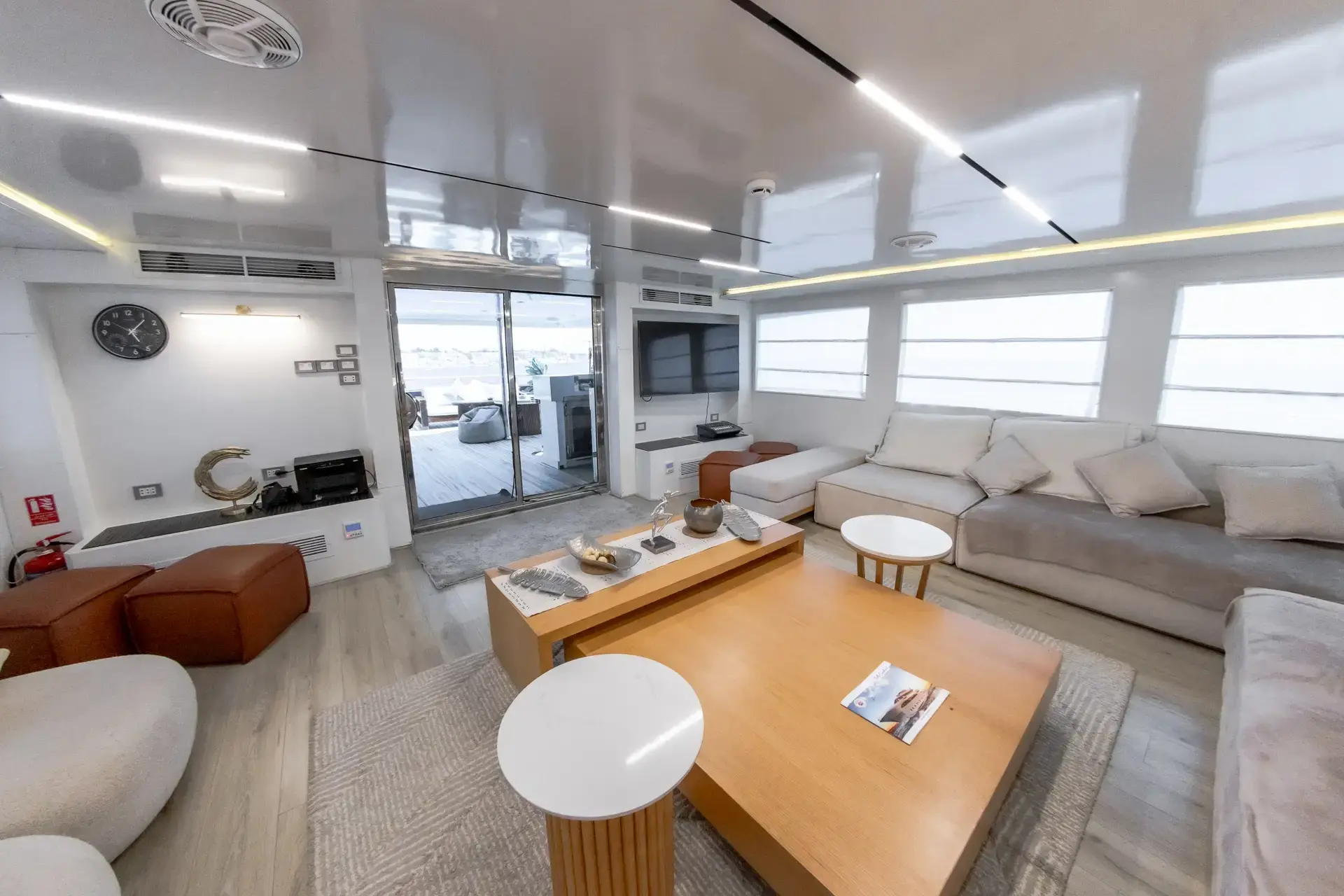 The salon on board Eriny, Red Sea.