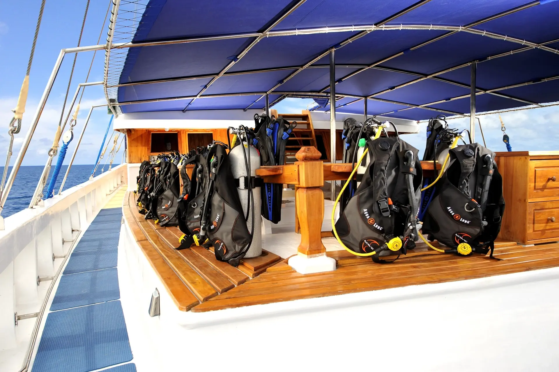 View of the dive deck on S/Y Palau Siren.