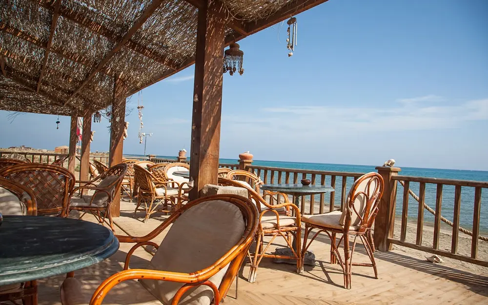 Outdoor dining at Lahami Bay Beach Resort in Hamata, Egypt