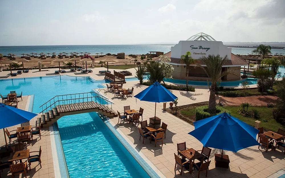 Swimming pool & beach at Lahami Bay Beach Resort in Hamata, Egypt