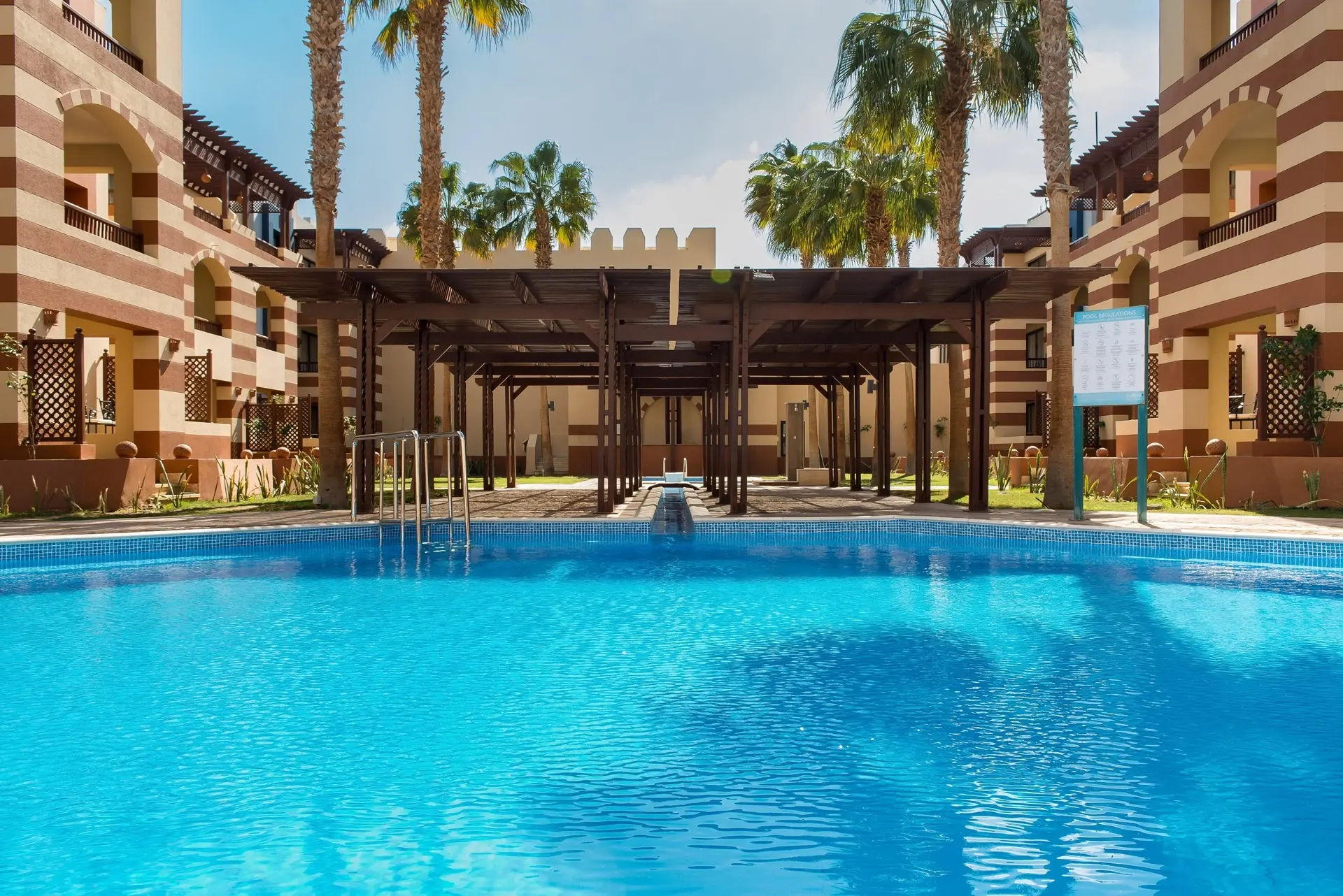 Swimming pool at Radisson Marina Resort in Port Ghalib, Egypt