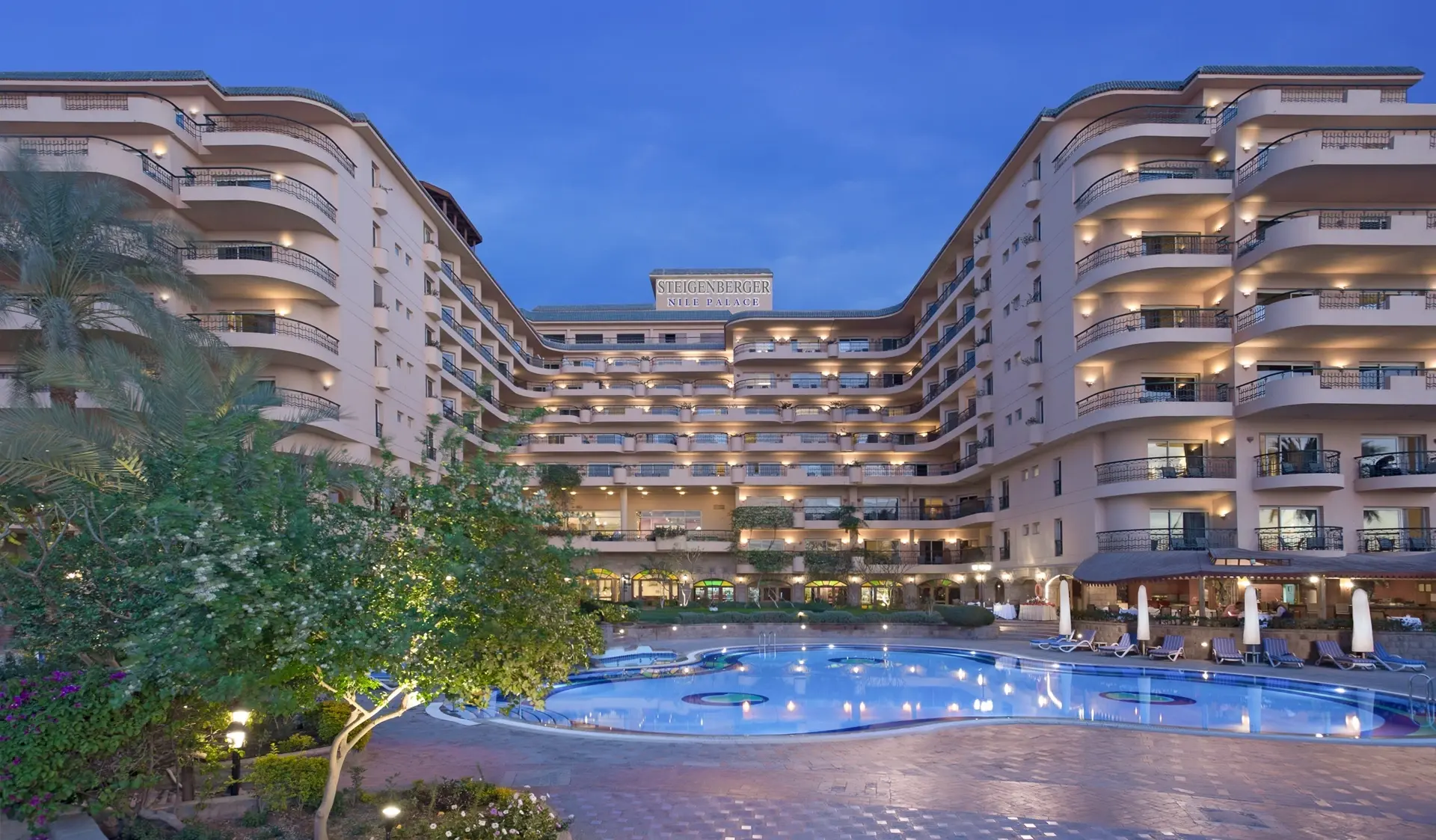 Swimming pool at Steigenberger Nile Palace in Egypt