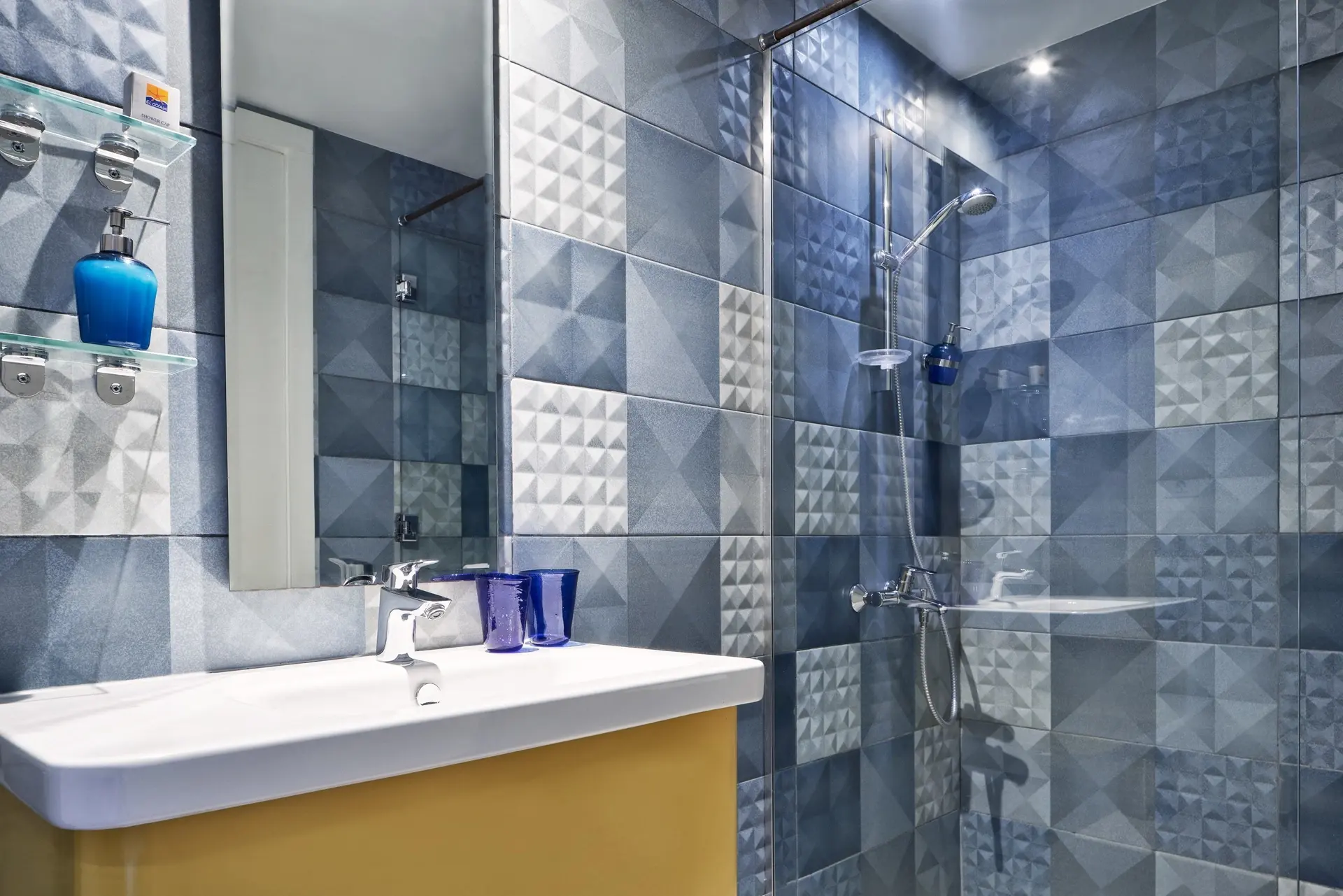 Bathroom in the wind room at Turtle's Inn hotel in El Gouna, Egypt