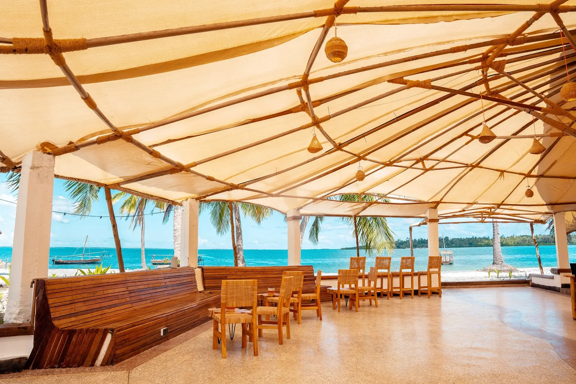 Beach bar at Basecamp Mafia Island Eco Resort in Tanzania