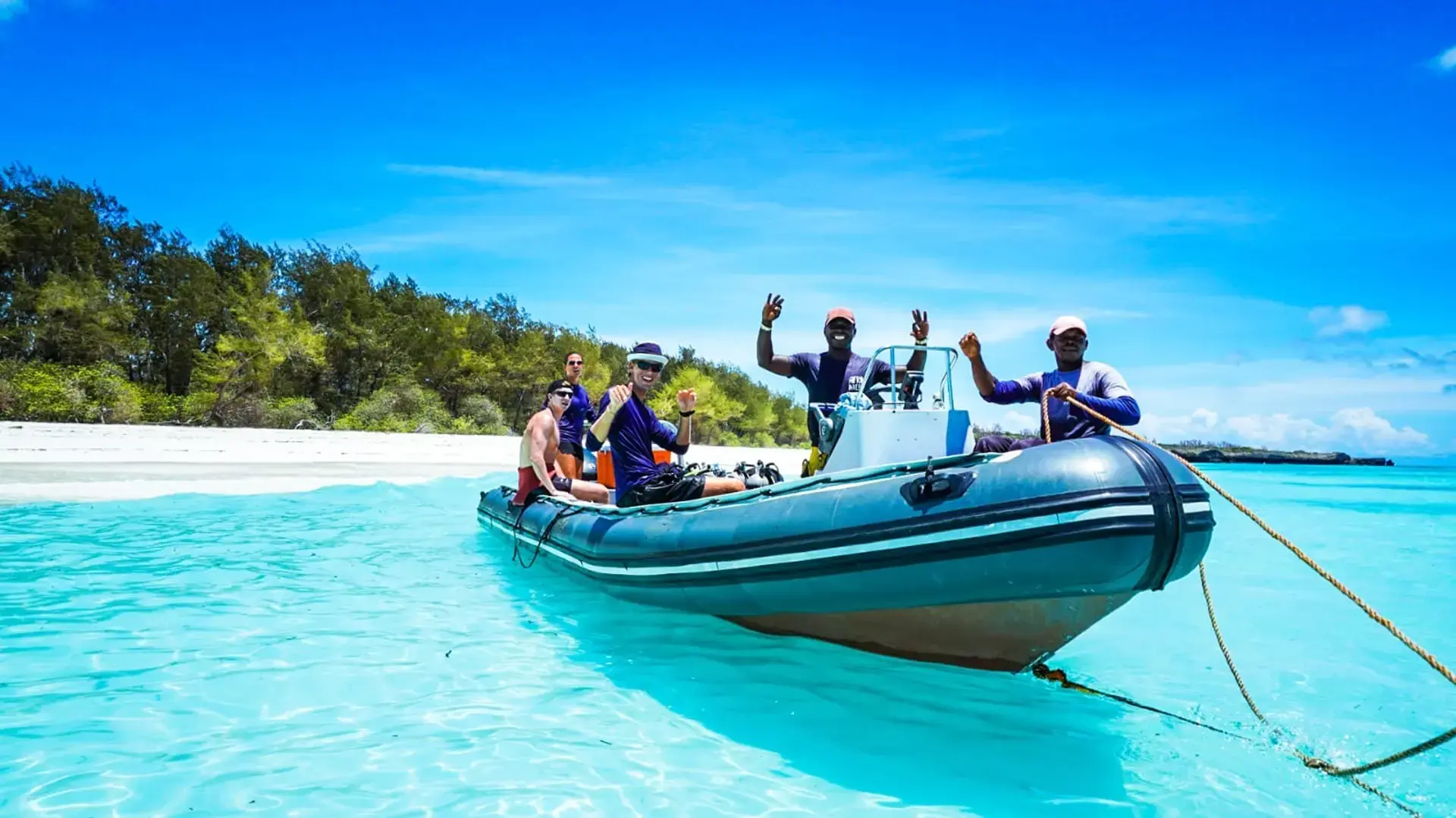 Dive boat from Afro Divers Lodge, Pemba, Tanzania.