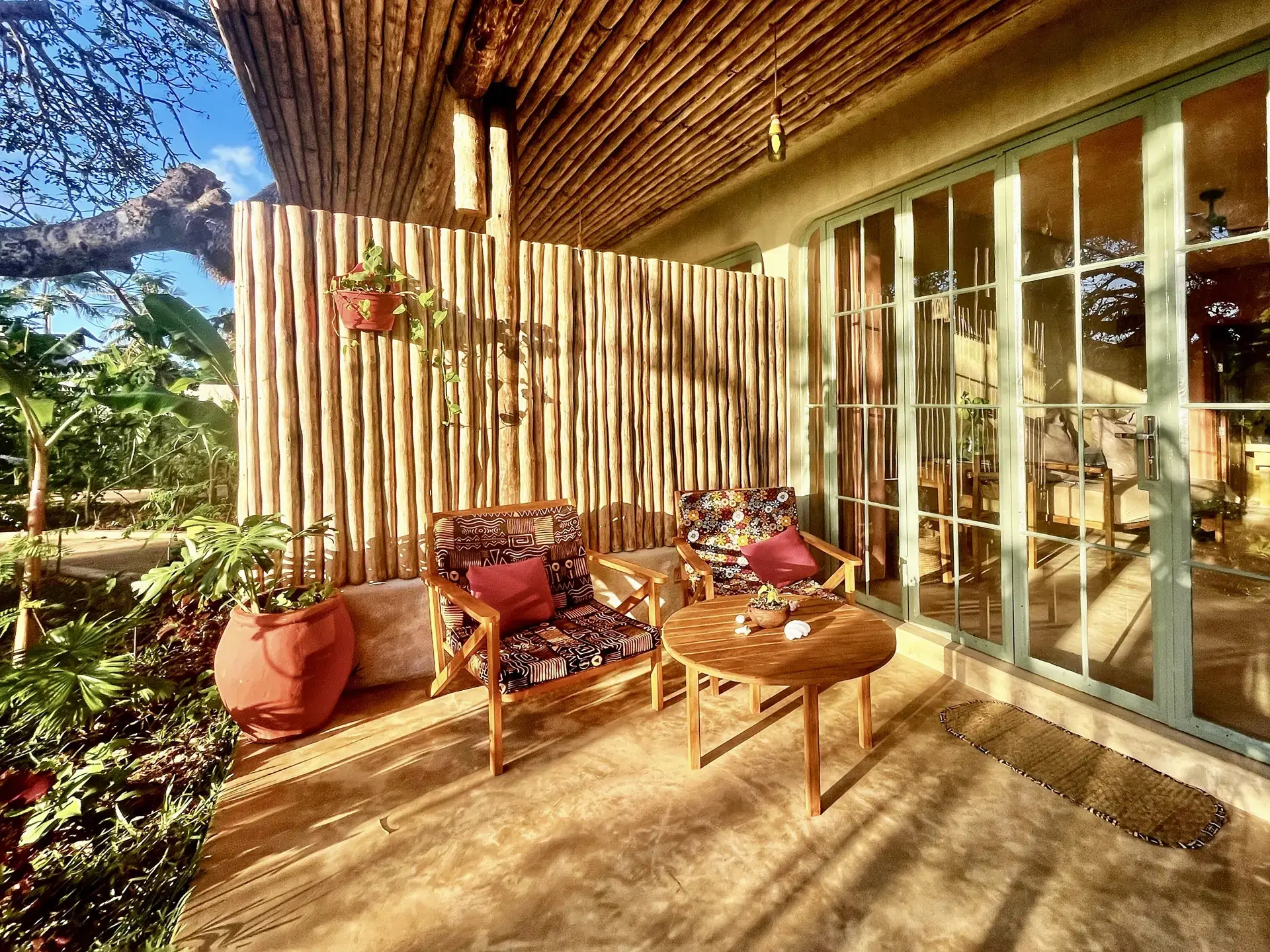 A lodge room terrace at Afro Divers Lodge, Pemba, Tanzania.