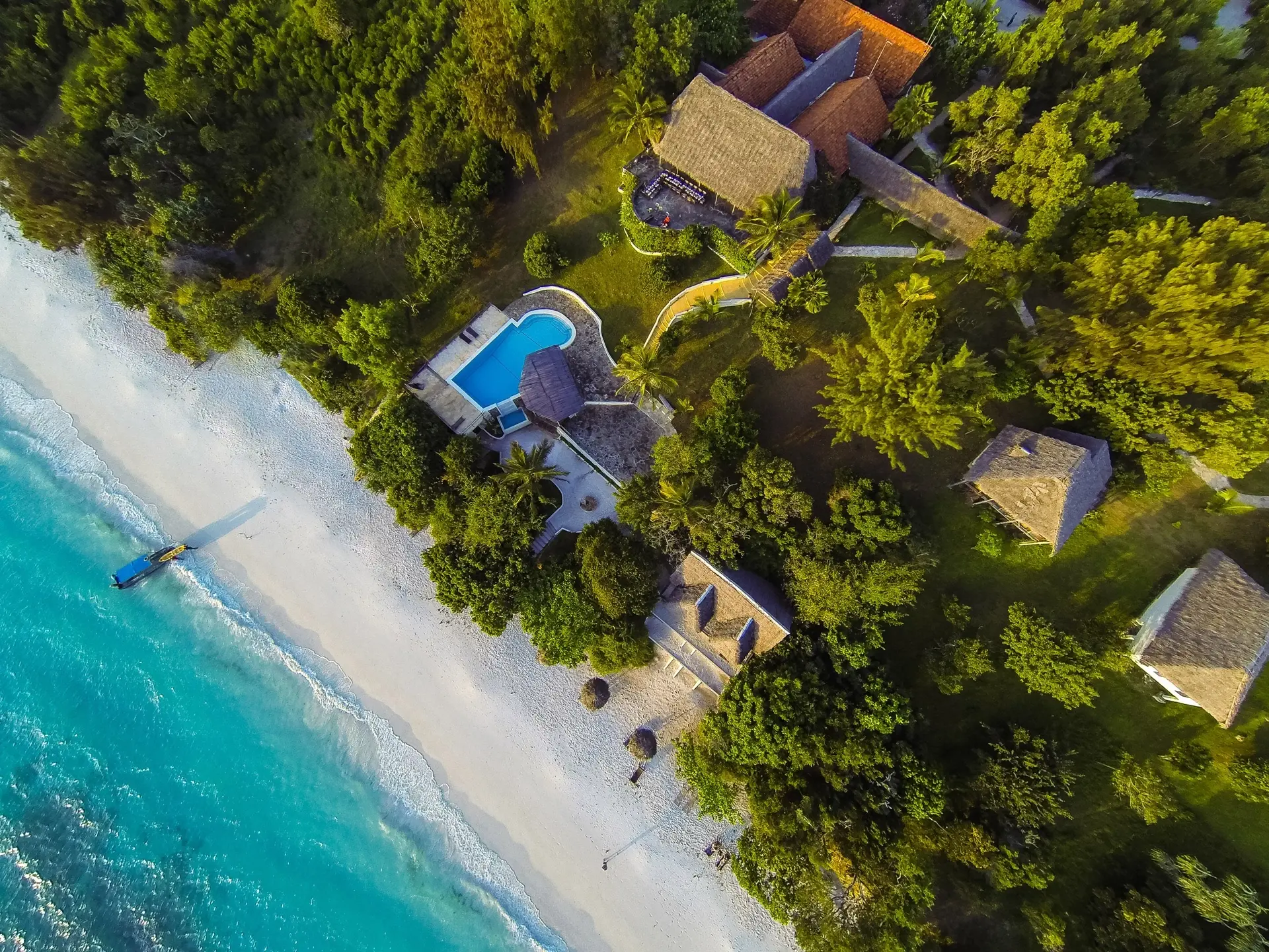 Aerial of The Manta Resort in Pemba, Tanzania