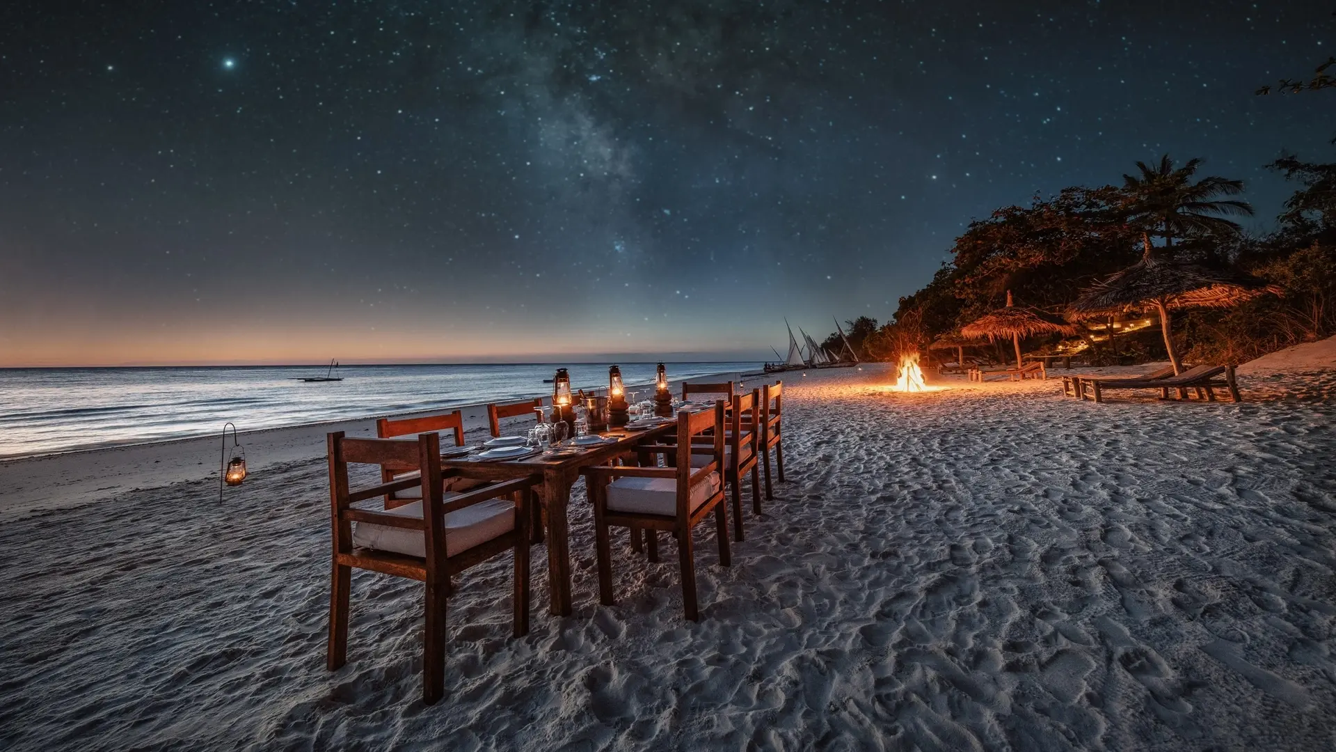 Beach dinner at The Manta Resort in Pemba, Tanzania