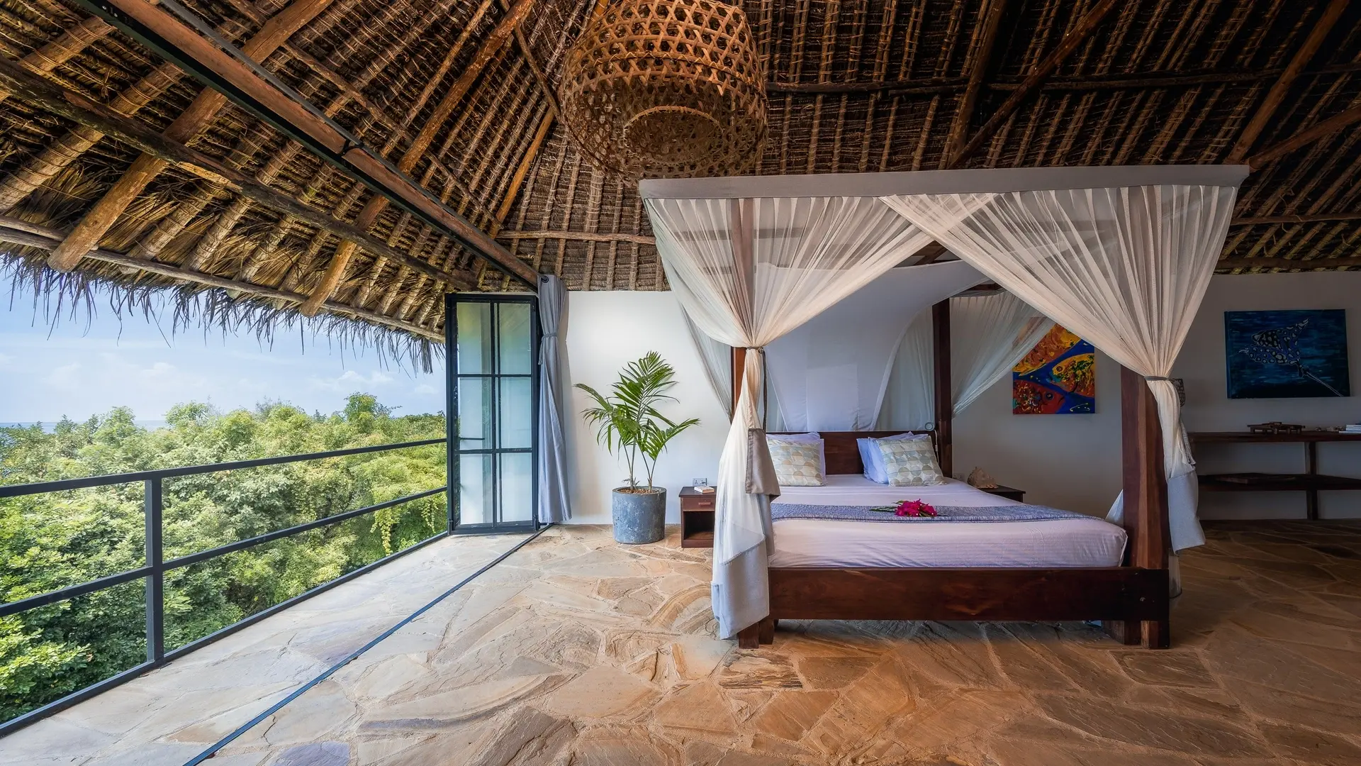 Bedroom at The Manta Resort in Pemba, Tanzania