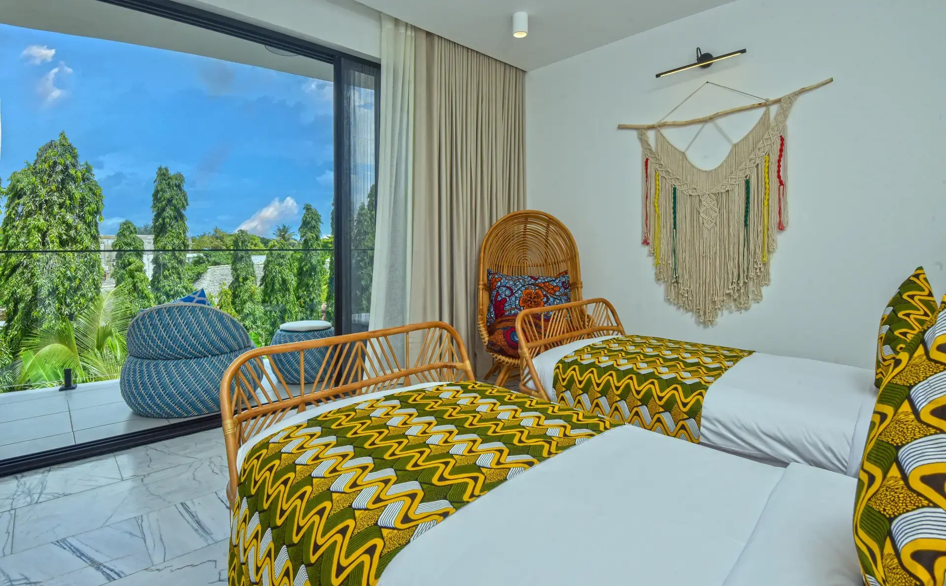 A twin room at the Z2 Hotel in Nungwi, Zanzibar