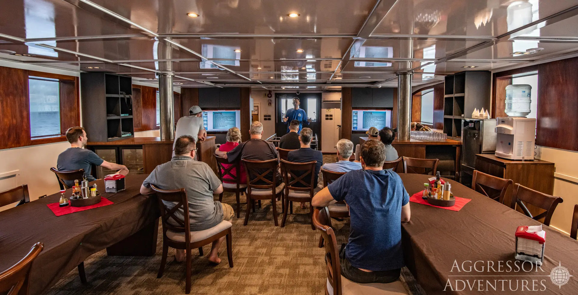 Dive briefing on Cocos Island Aggressor, Costa Rica