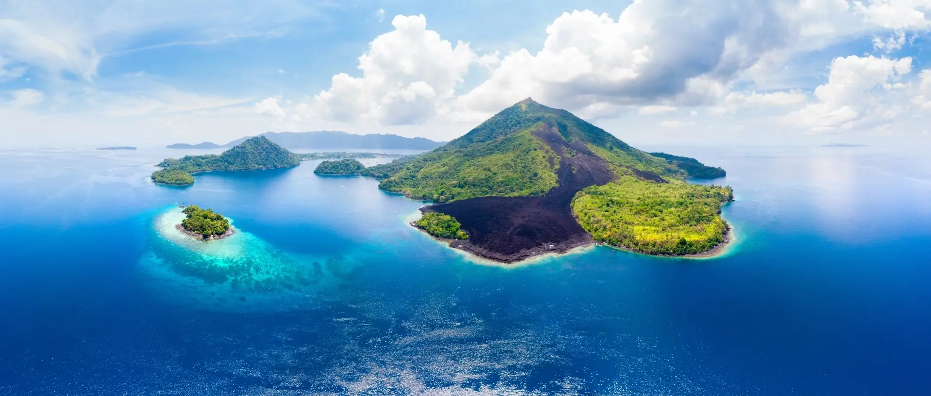 Aerial of the Banda Islands in Maluku, Inconesia